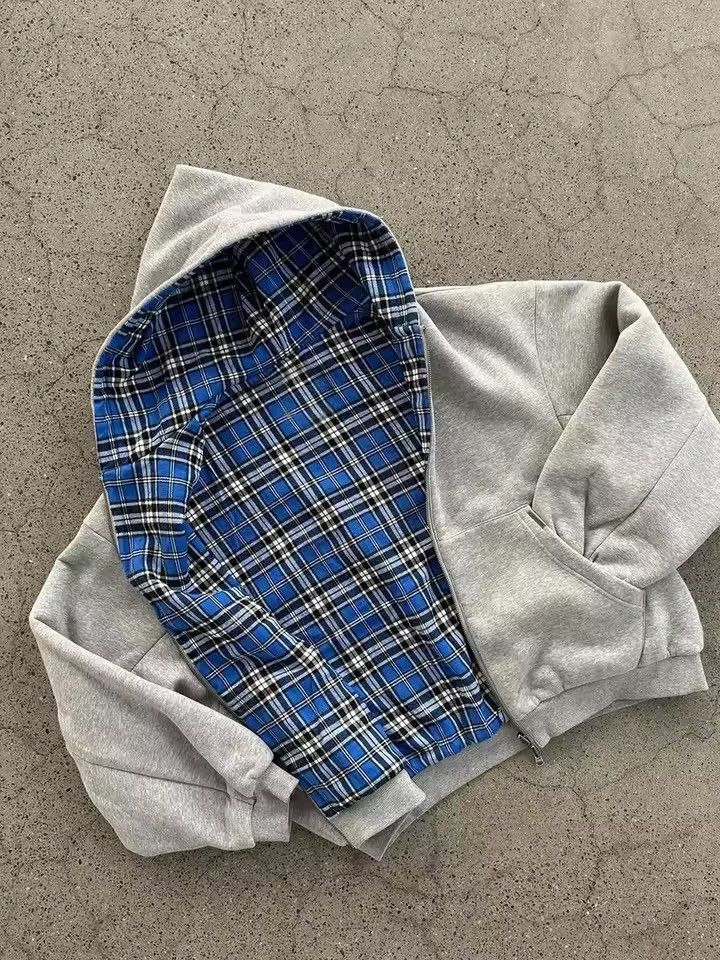 Reversible Plaid Luxury Hoodie Sweatshirt