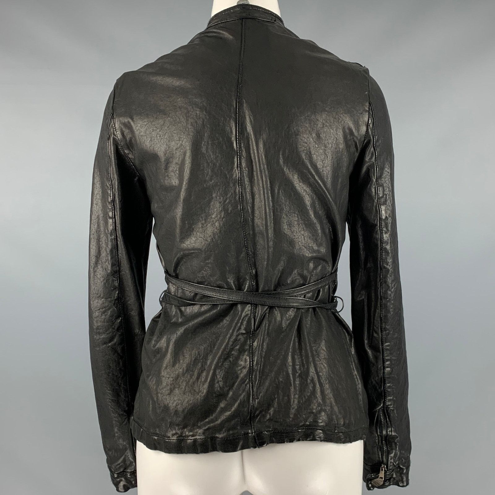 Giorgio Brato GIORGIO BRATO Size 4 Black Leather Button Up Jacket Size S / US 4 / IT 40 - 4 Thumbnail