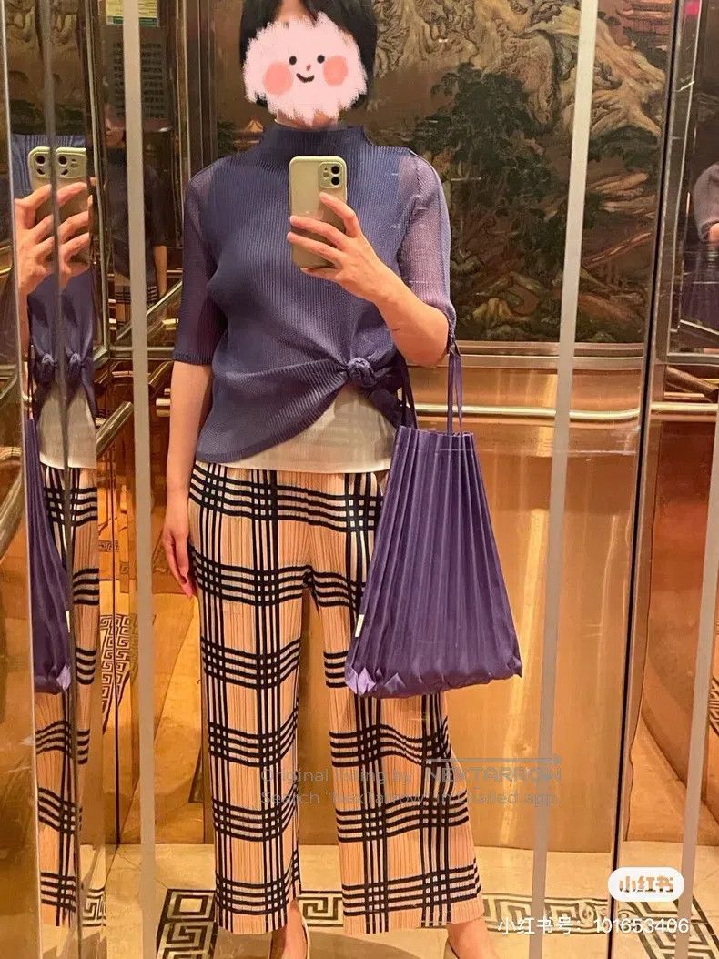 Issey Miyake Issey Miyake Pink Blue Plaid Pants Size 25" / US 0 / IT 36 - 6 Thumbnail