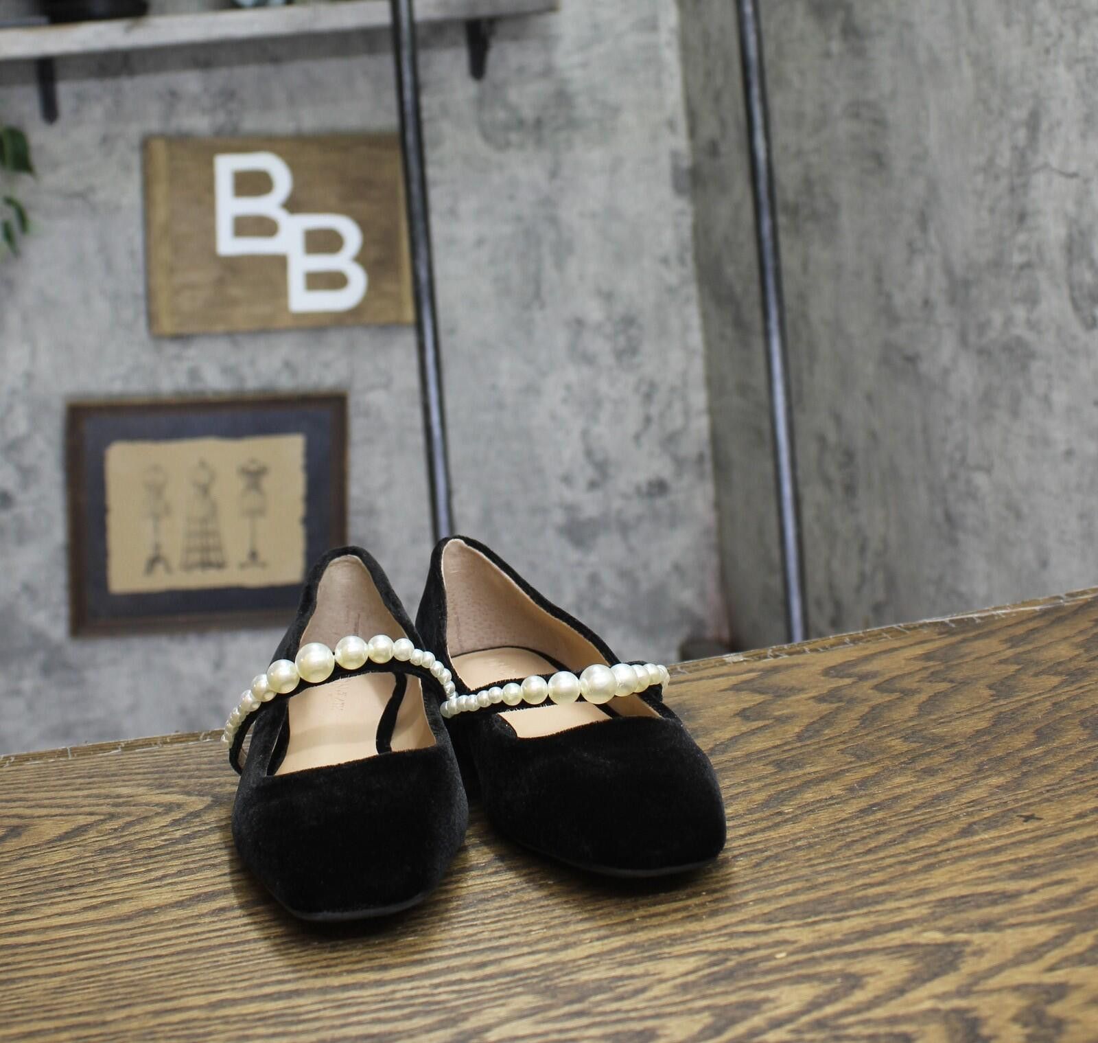 Other Nwt On 34th Mary-jane Flats 10019682600 Black Velvet 5.5m Size US 5.5 / IT 35.5 - 3 Thumbnail