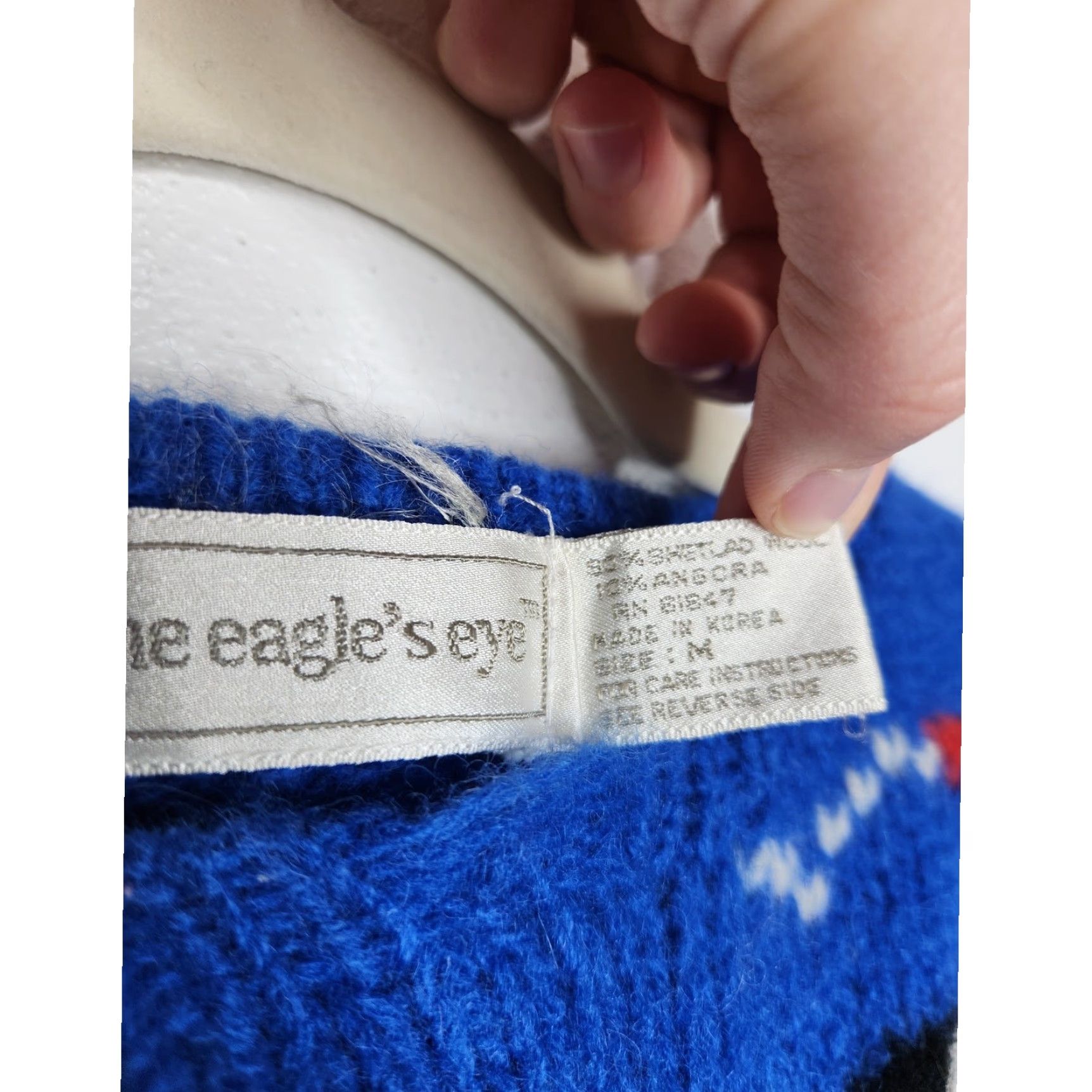 Vintage VINTAGE Eagle's Eye Wool 80s Panda Cable Knit Pullover Sweater Blue Women M Wool Angora Art Nature Eagles Eye Decade 80s Size M / US 6-8 / IT 42-44 - 6 Thumbnail