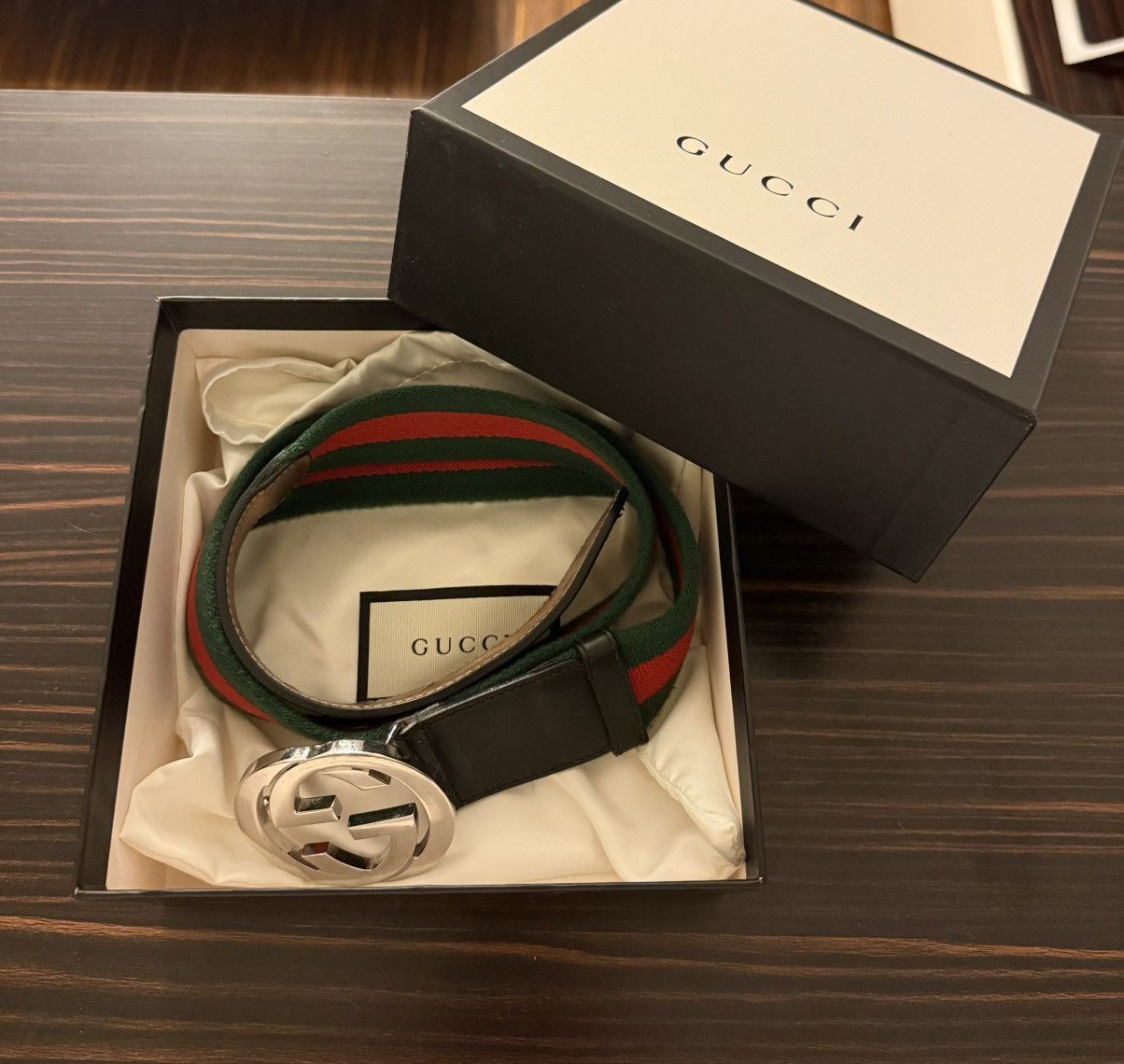 Gucci Gucci GG belt green/red 85 cm Size 34 - 2 Thumbnail