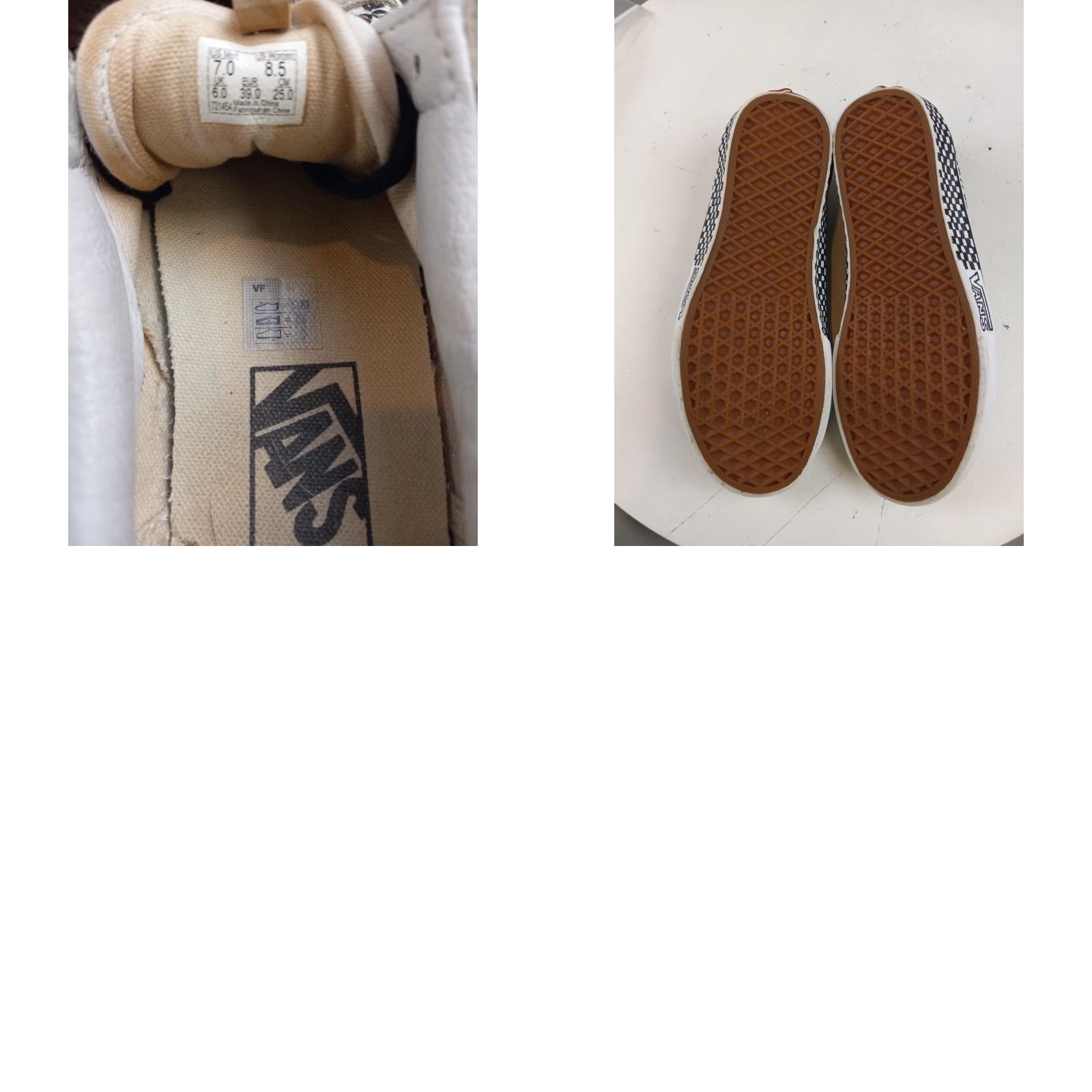Vans VANS Sneaker Unisex – Low Canvas Suede Checkered Flag Flag Tongue Athletic Shoes 7 8.5 Men Women White Beige Black Size US 6 / IT 36 - 8 Thumbnail