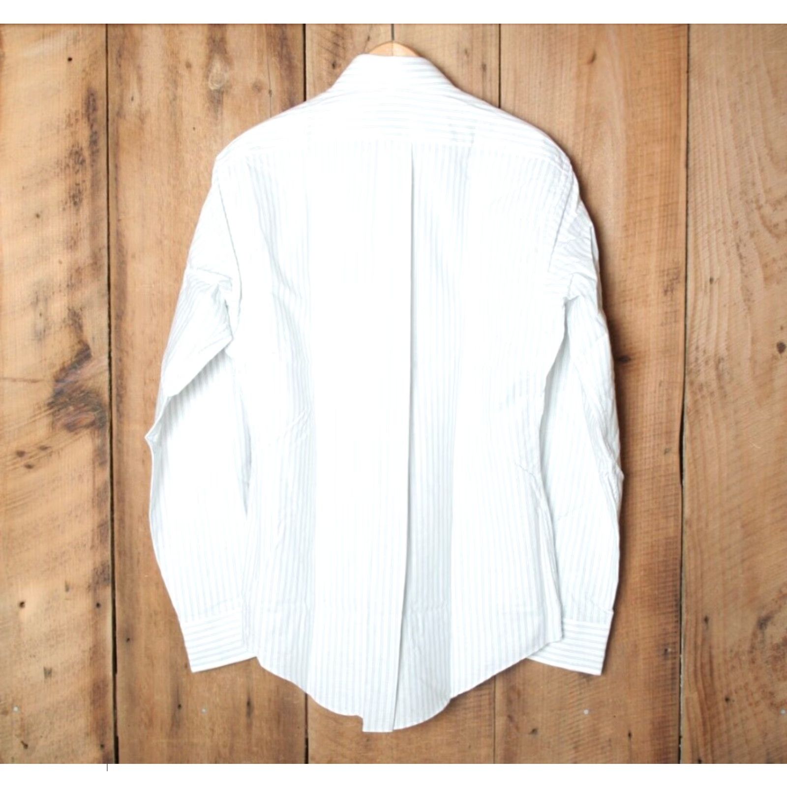 Vintage VINTAGE Geoffery Beene Striped OCBD Button Front Shirt Sz. 15 1/2 x 34/35 Gray White 1980s Mens Shirt Size US S / EU 44-46 / 1 - 2 Thumbnail