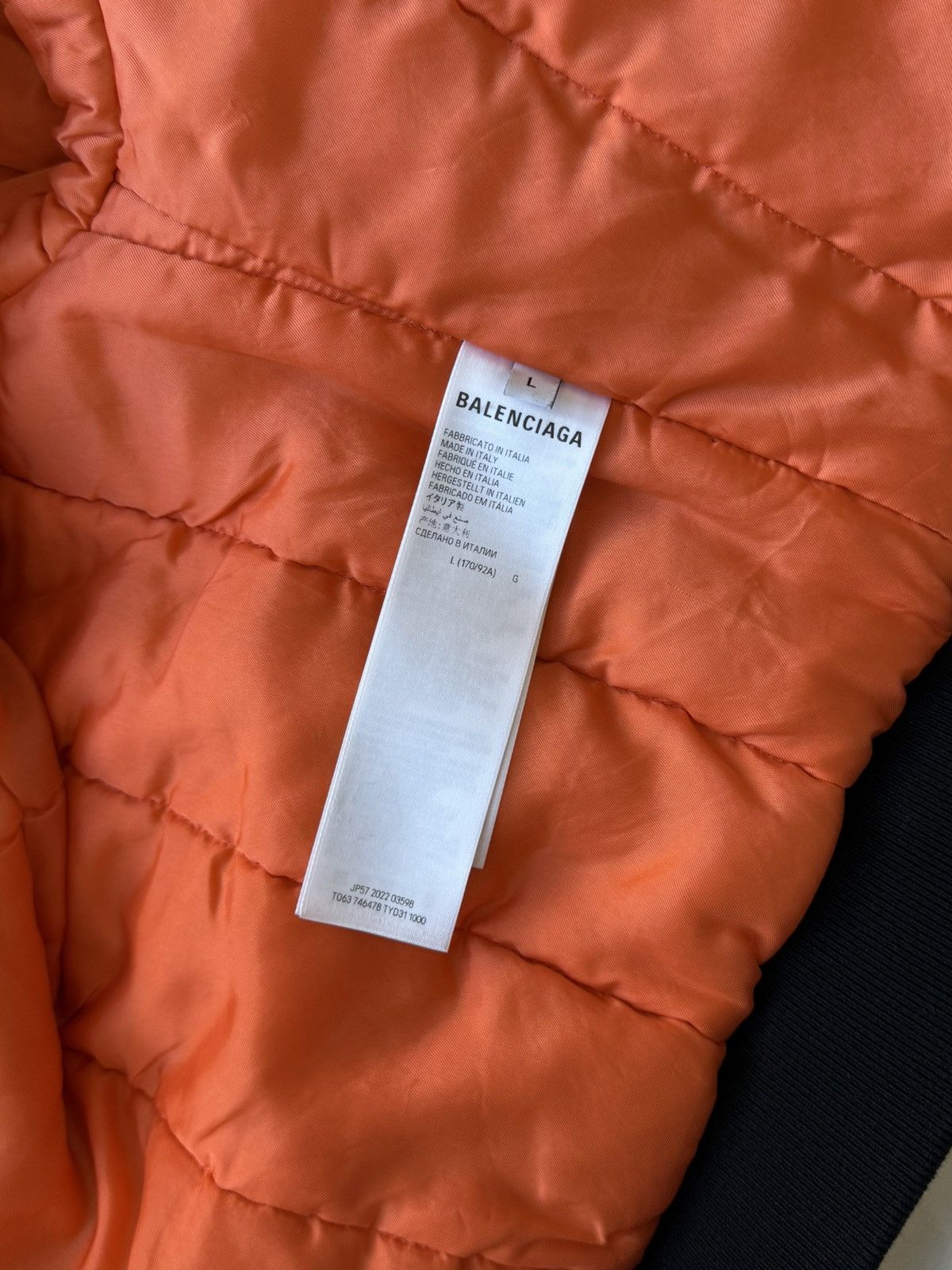 Balenciaga Unisex Shrunk Bomber Jacket in Black Nylon Size US L / EU 52-54 / 3 - 6 Thumbnail