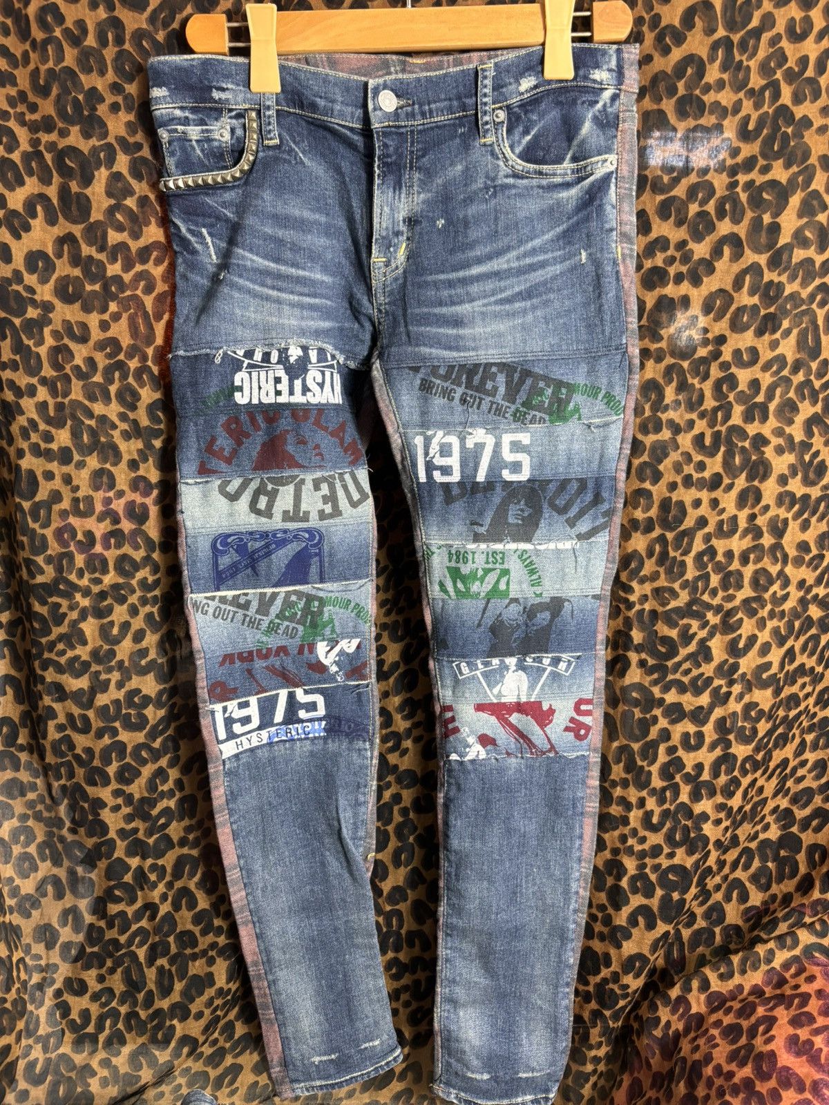 Hysteric Glamour Hysteric Glamour Studs Sexy Girl Patchwork Denim Skinny Size 31" - 1 Thumbnail