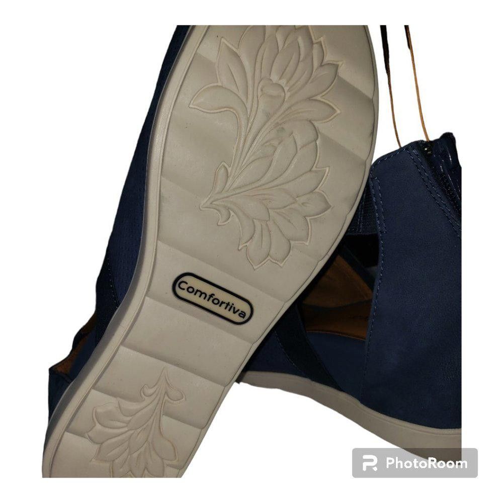 Designer Comfortiva Paisley Blue Pillowtop Memory Foam Sandals 9.5 Size US 9.5 / IT 39.5 - 2 Thumbnail