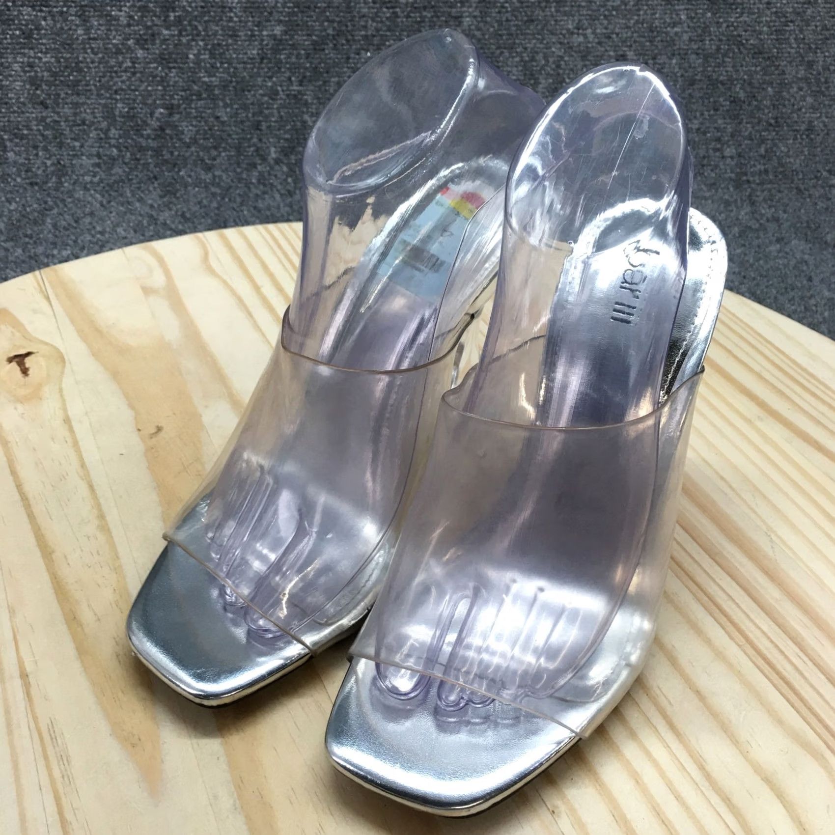 Bar III Bar III Heels Womens 9 M Cherr Mule Clear Slip On Open Toe Spool NEW Size US 9 / IT 39 - 3 Thumbnail