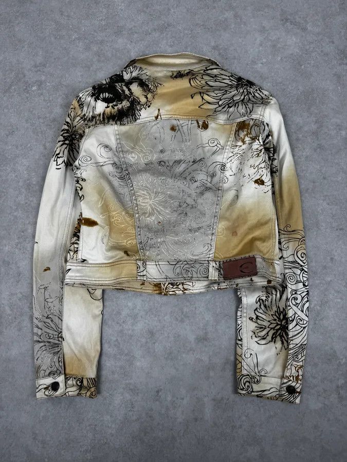 Just Cavalli 2000s Cavalli Beige Floral Buttoned Jacket Size XS / US 0-2 / IT 36-38 - 4 Thumbnail