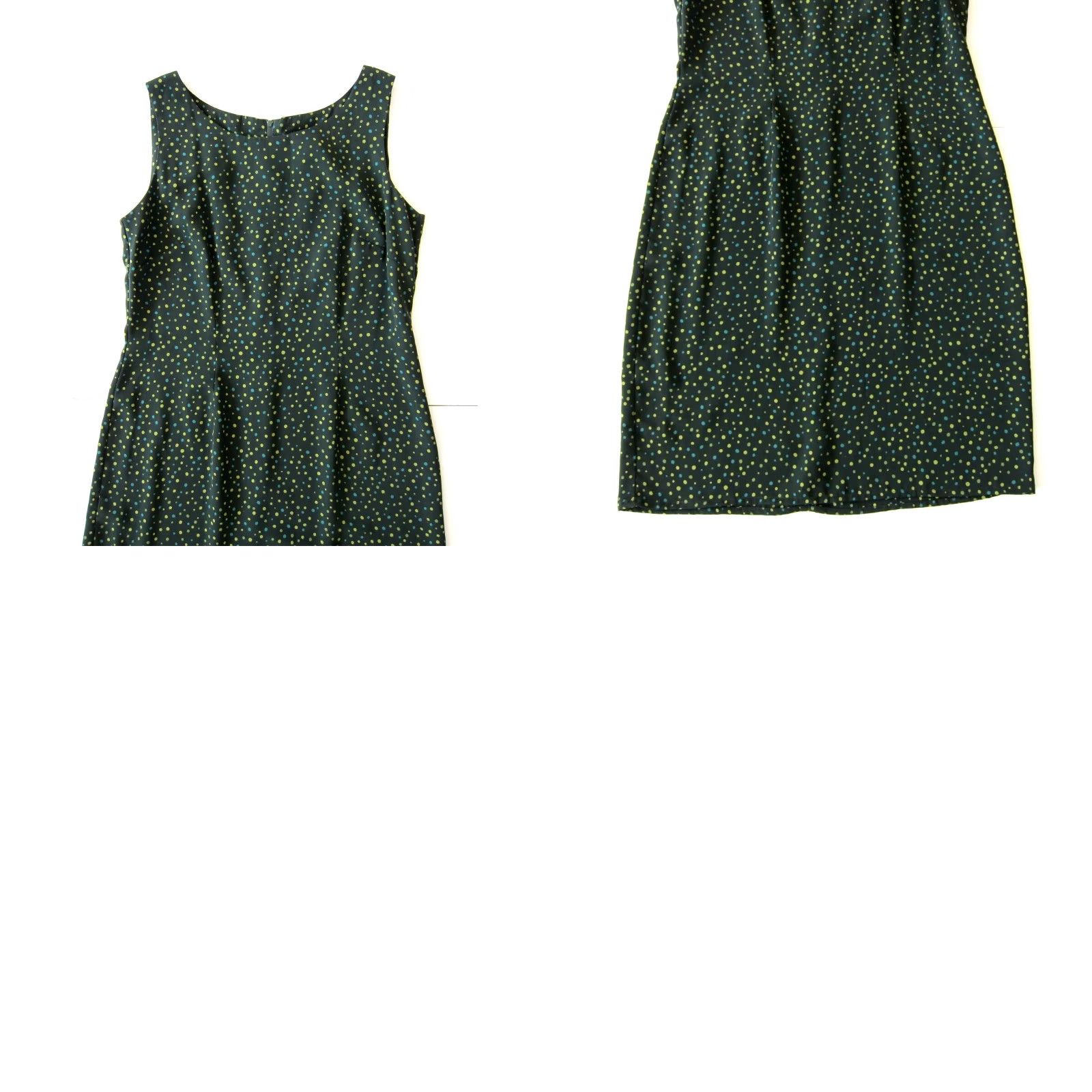 Vintage R&K Originals Green Blue Polka Dot Tent Shift A-Line Tunic Tank Sun Dress Size 8 Size M / US 6-8 / IT 42-44 - 8 Thumbnail