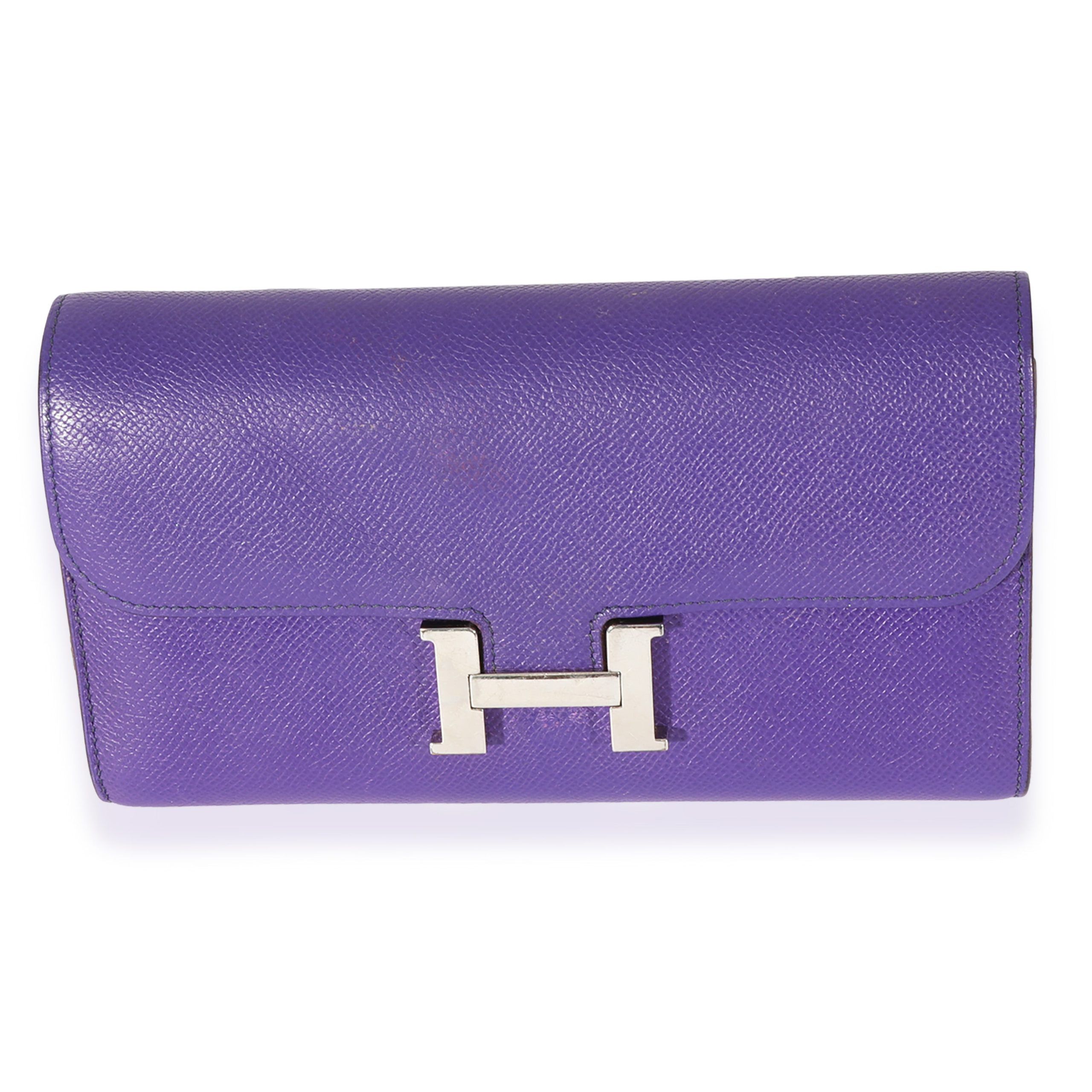 image of Hermes Iris Epsom Constance Long Wallet Phw in Purple, Women's