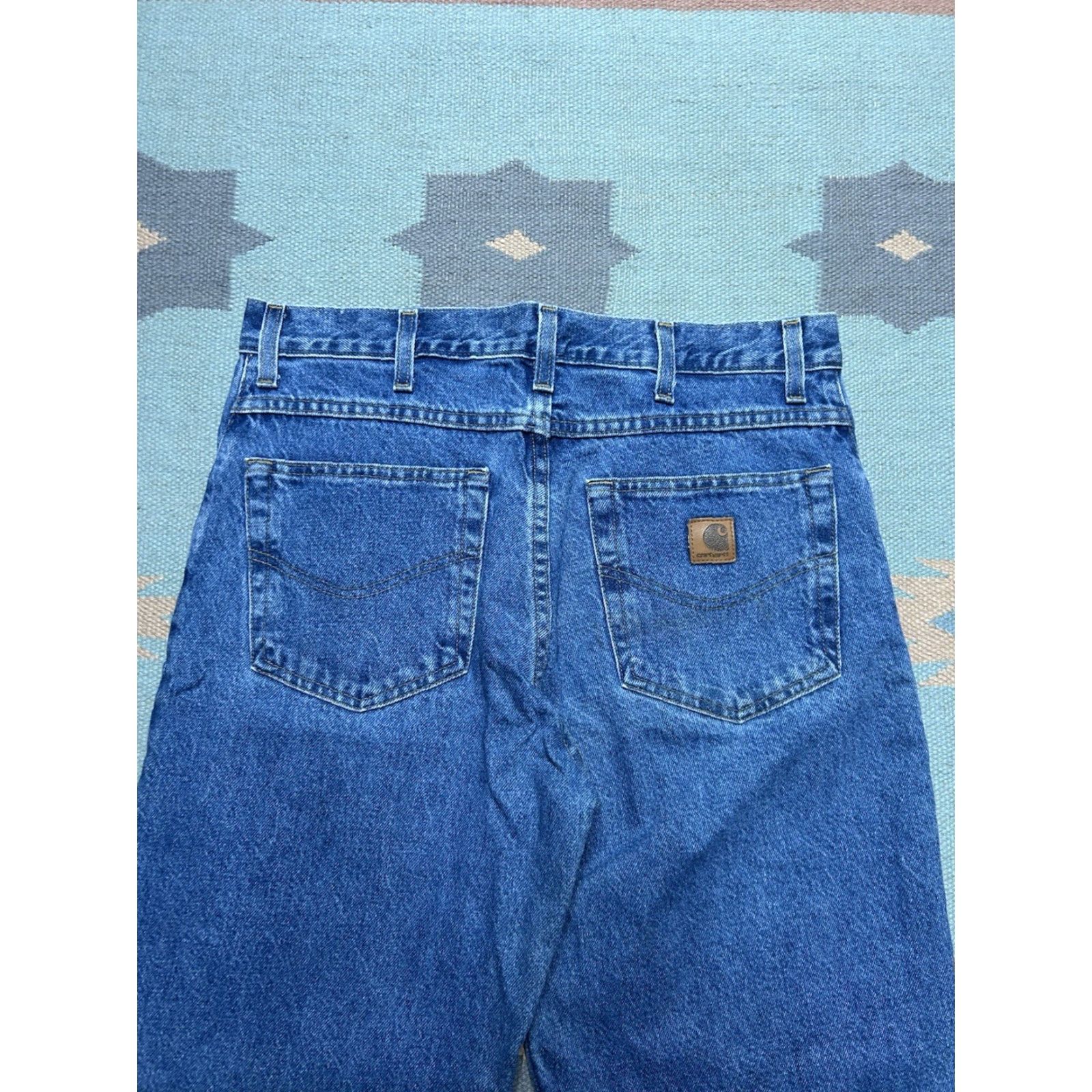 Carhartt VINTAGE Carhartt Jeans Denim Relaxed Fit 33x32 Dark Blue Workwear 90s Mens Jeans B17 DST Size US 33 - 7 Thumbnail