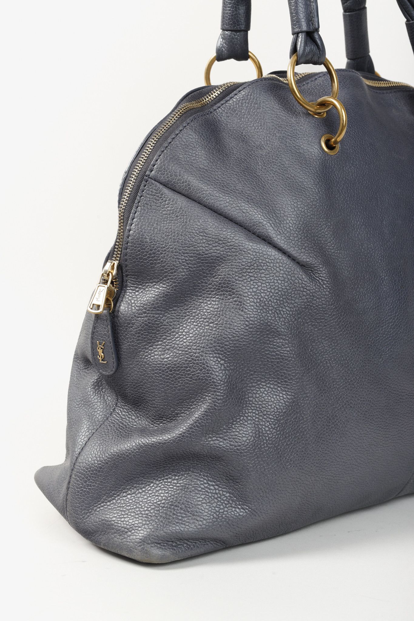 Yves Saint Laurent Yves Saint Laurent Grey Pebbled-Leather Braided-Strap Tote Size ONE SIZE - 10 Thumbnail