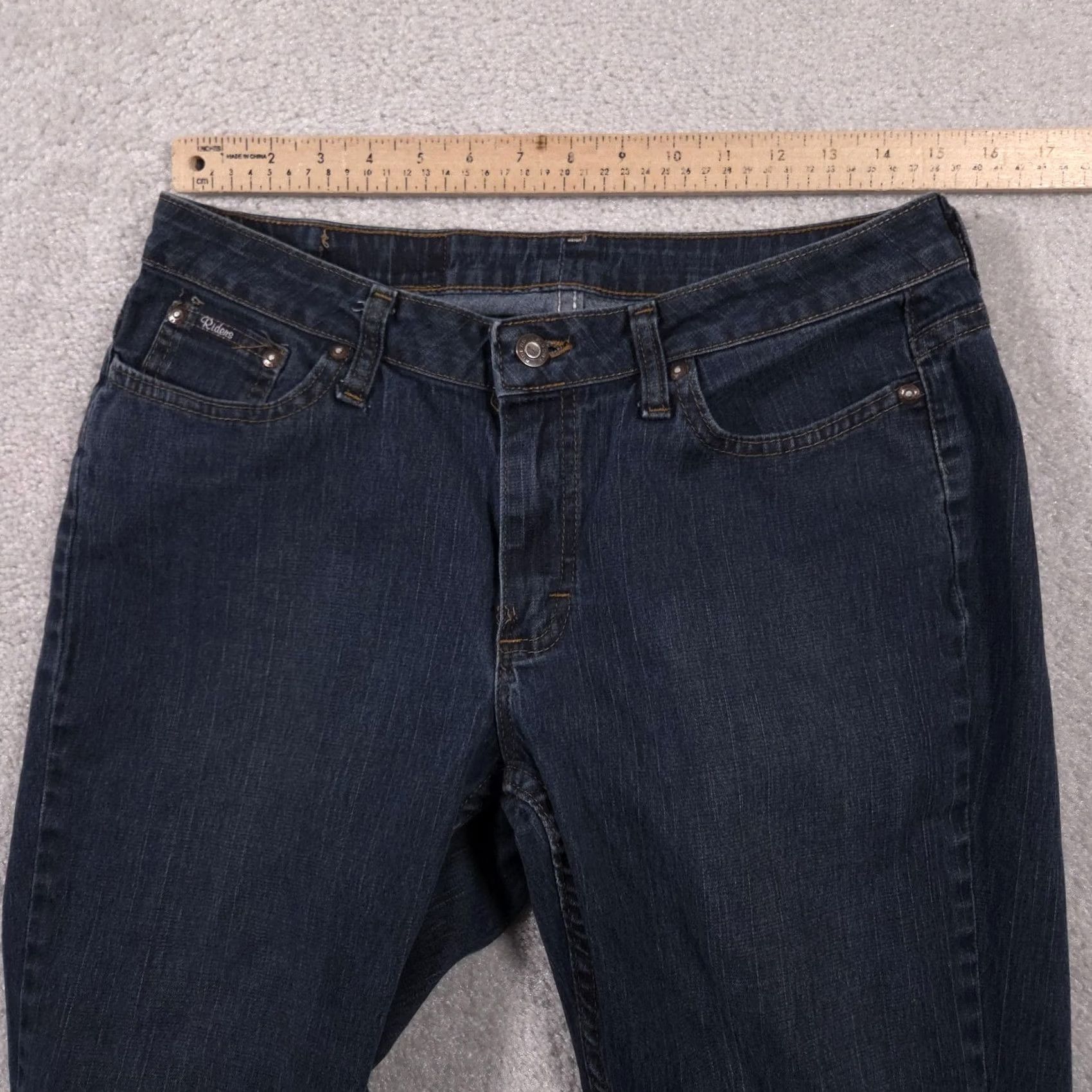 Vintage Riders Jeans Womens 10 Blue Dark Wash Bootcut Stretch Denim 5 Pocket Zip Fly Ladies Jeans Size 32" / US 10 / IT 46 - 7 Thumbnail