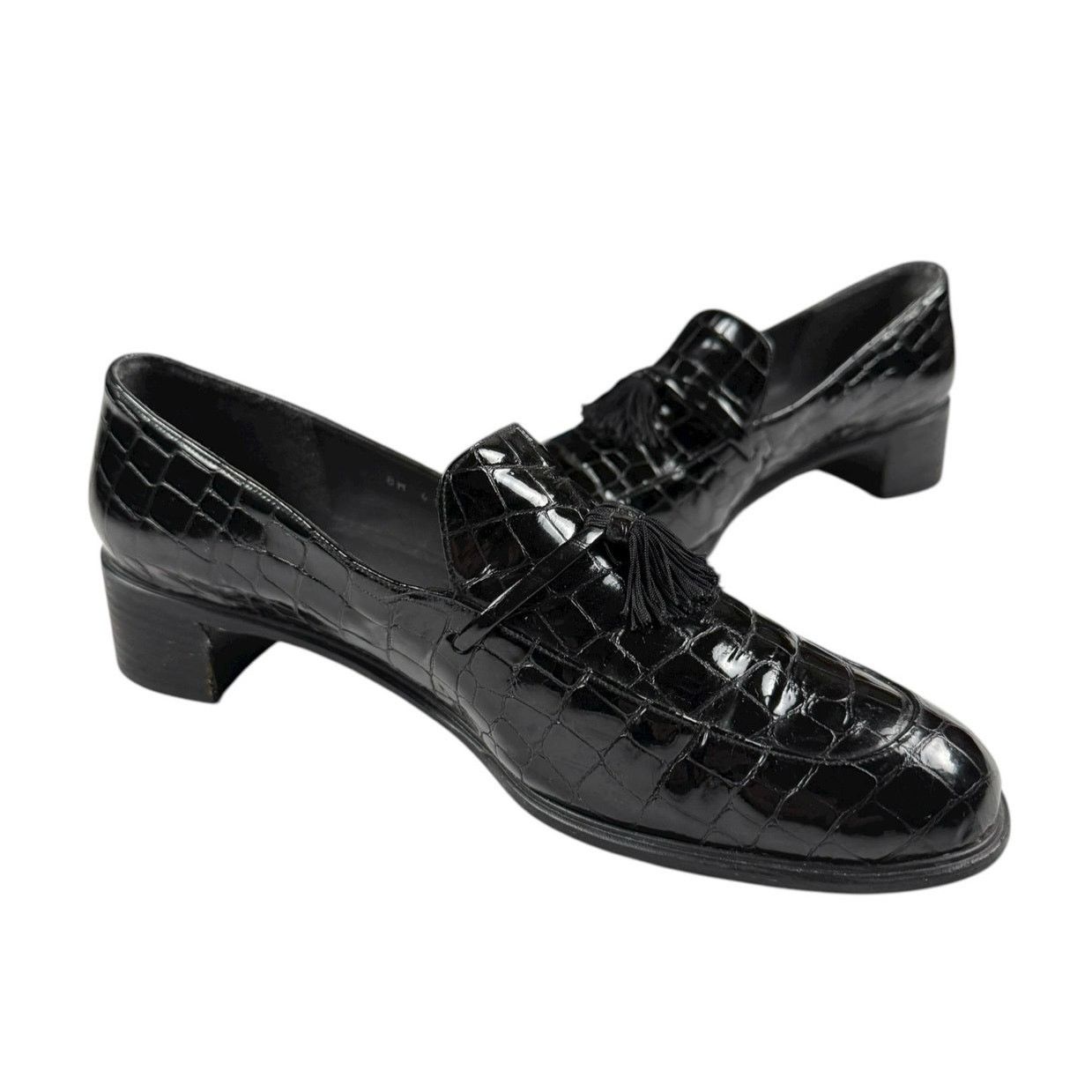 Stuart Weitzman × Vintage Vintage y2k Stuart Weitzman Women's Alligator Tassel Loafers Size US 9.5 / IT 39.5 - 2 Thumbnail