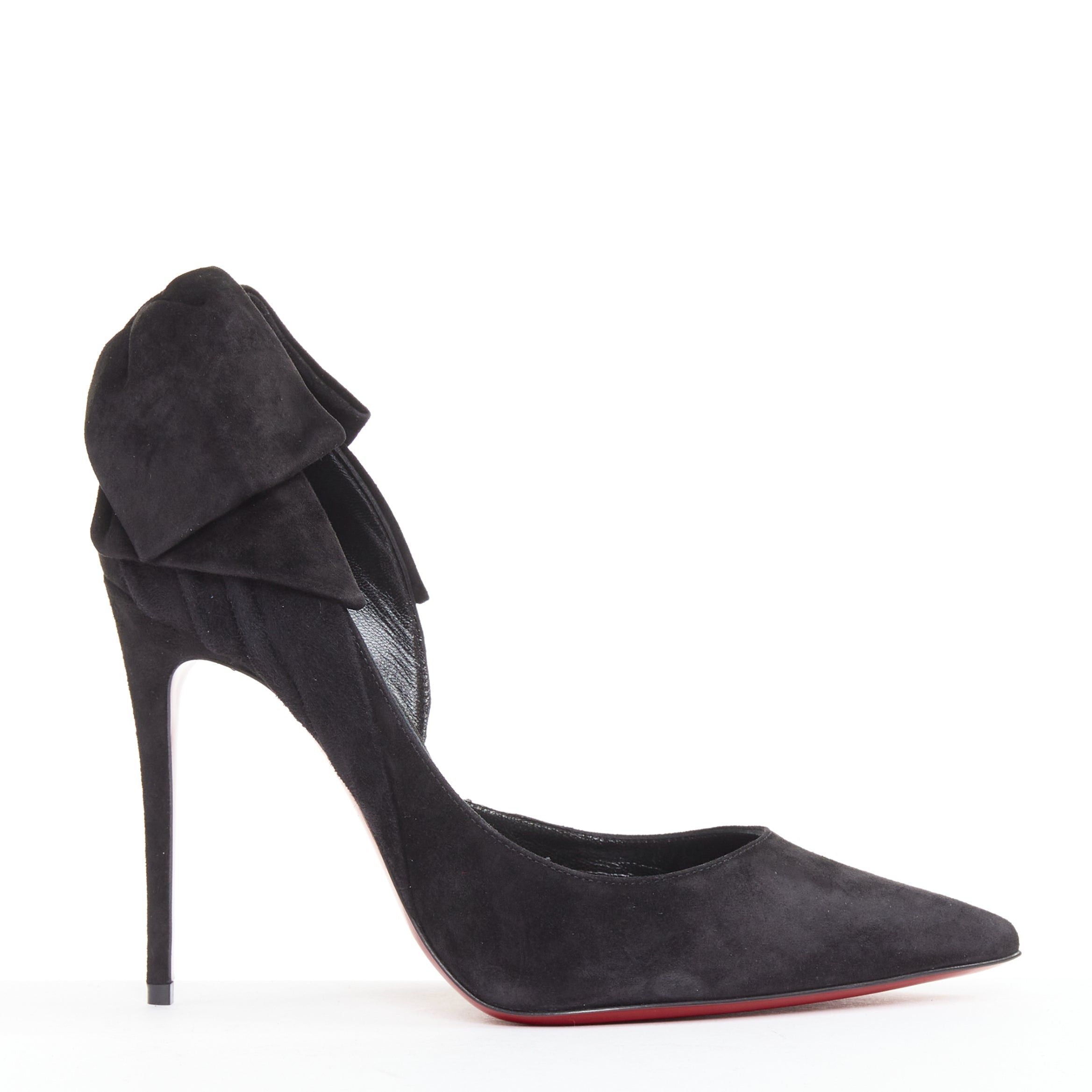 Christian Louboutin CHRISTIAN LOUBOUTIN Rabakate 100 Veau Velours black suede bow stiletto pumps EU37 Size US 7 / IT 37 - 1 Thumbnail