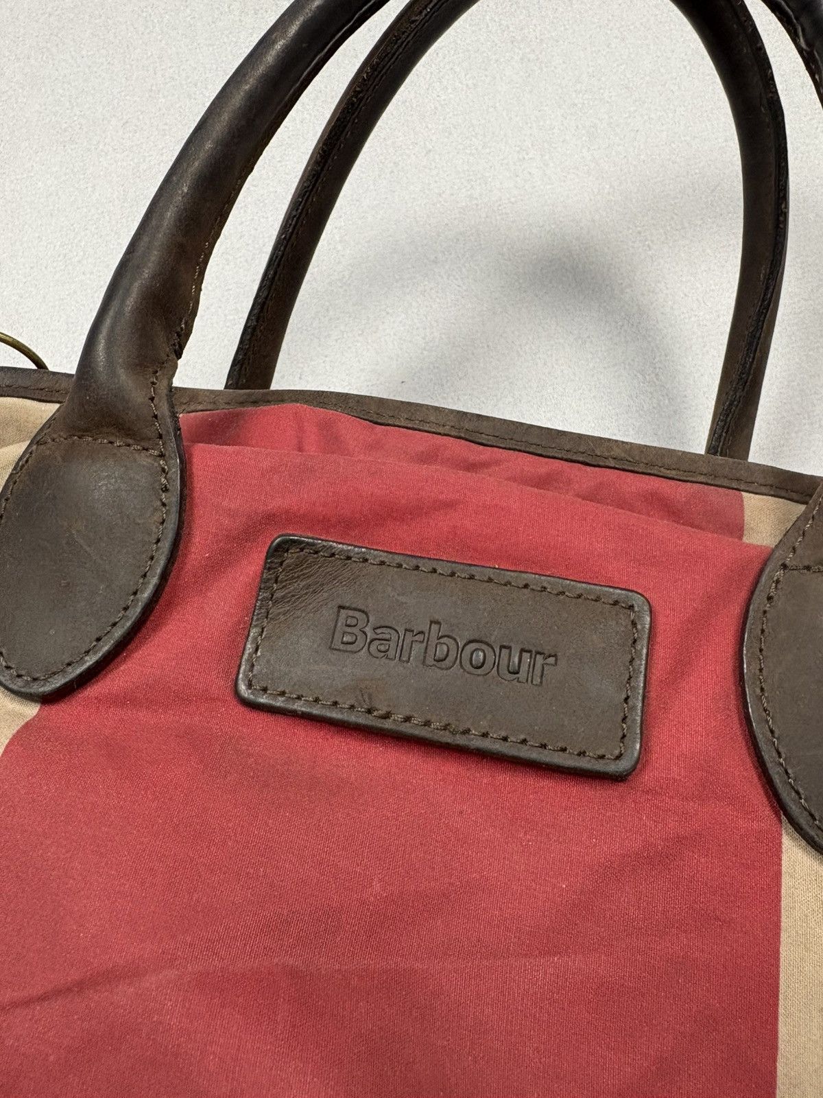 Barbour Barbour Waxed Cotton & Leather Mini Tote Bag England Flag Size ONE SIZE - 6 Thumbnail