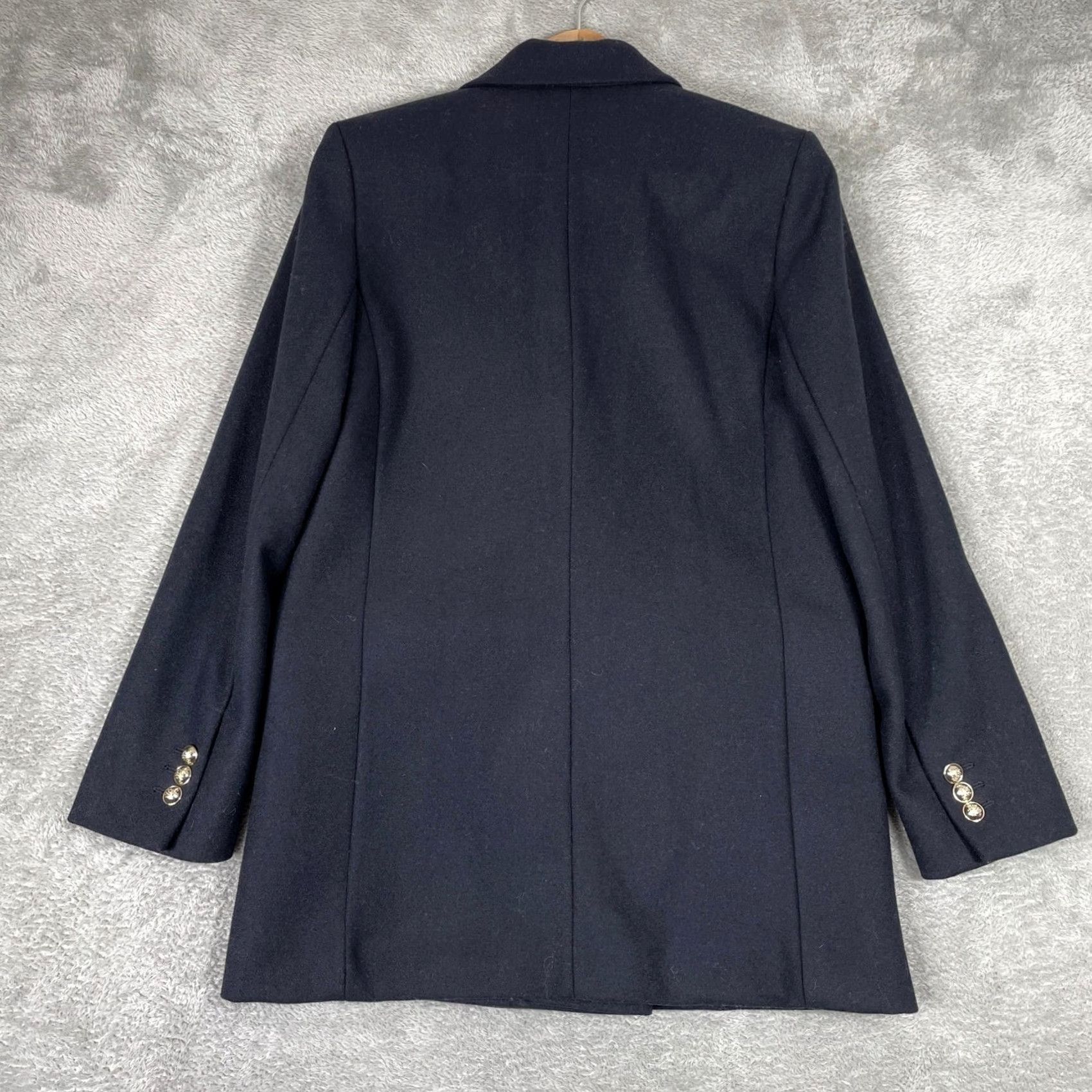 Mango Mango MNG Blazer Womens XS Navy Blue Wool Blend Double Breasted Gold Button Coat Jacket Size XS / US 0-2 / IT 36-38 - 2 Thumbnail