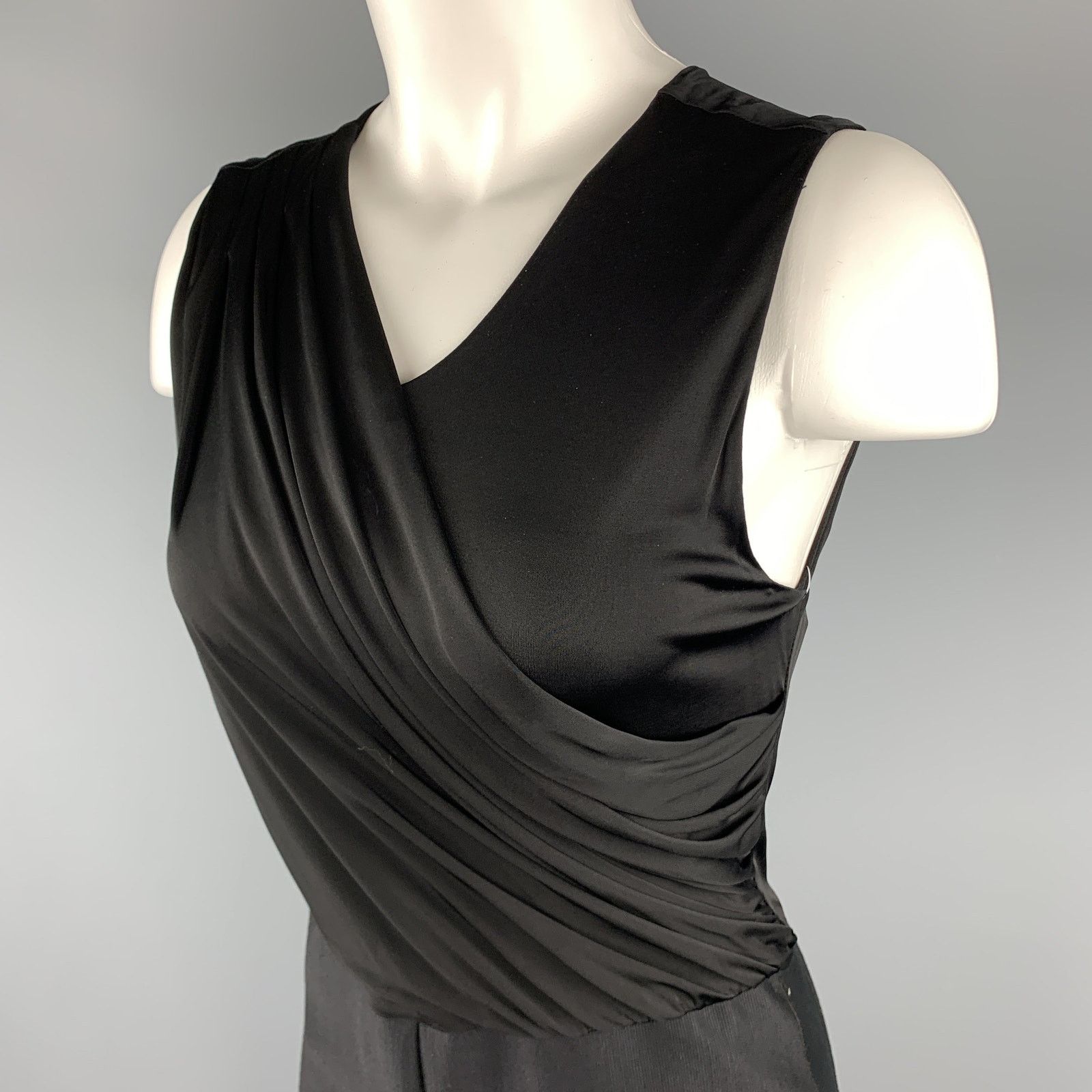 Giorgio Armani Size 8 Black Draped Top Wide Leg Tuxedo Jumpsuit Size 30" / US 8 / IT 44 - 3 Thumbnail