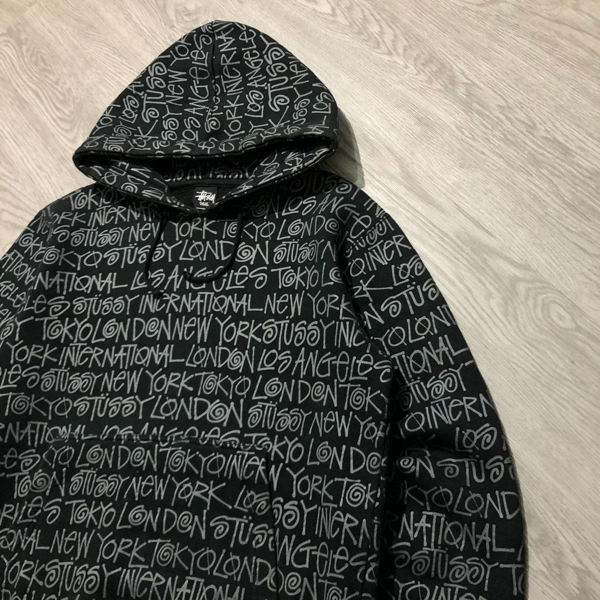 Stussy 2000s Stussy World Tour Monogram Logo Pull Over Hoodie Black Size US L / EU 52-54 / 3 - 3 Thumbnail