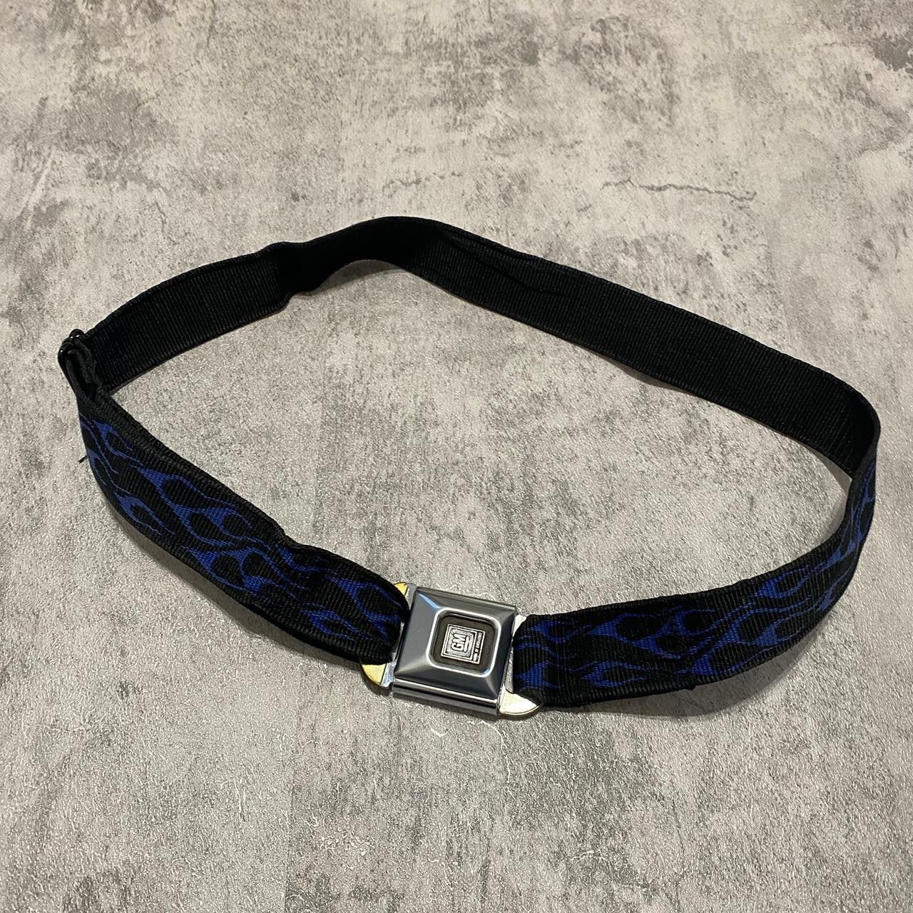 Other Black and blue flame seat belt strap rock rap hip hop Size US M / EU 48-50 / 2 - 2 Thumbnail