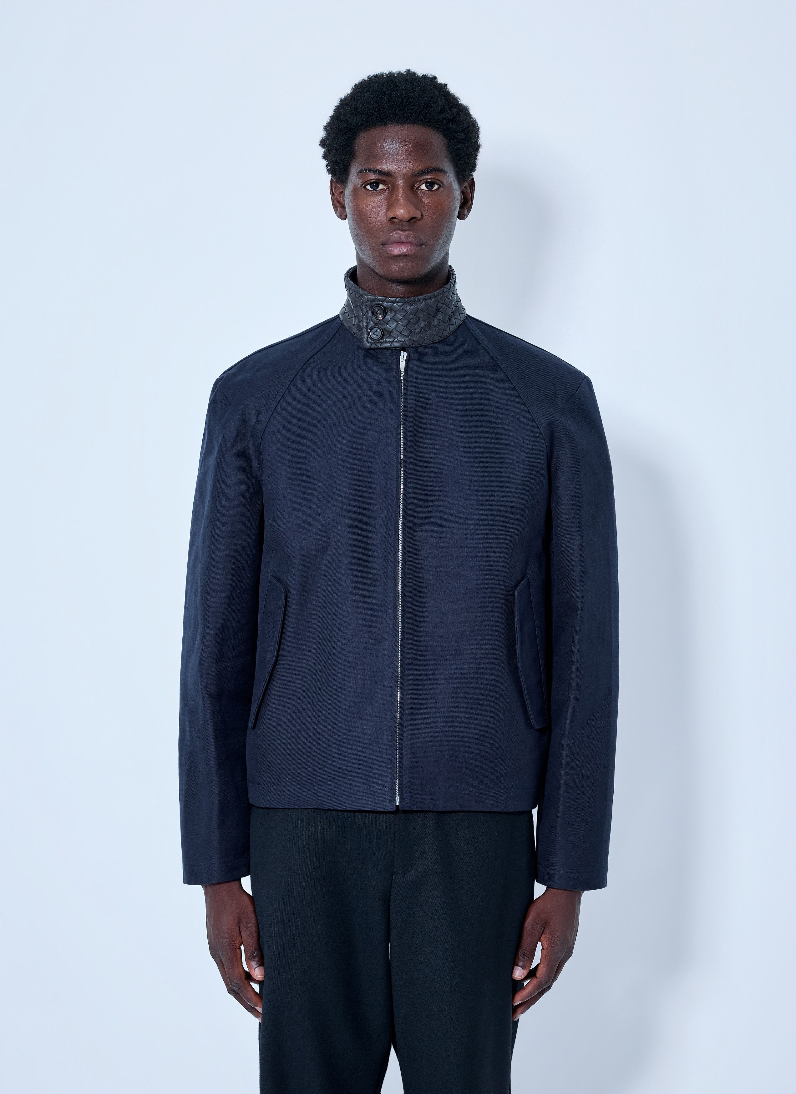 Bottega Veneta High-Collar Zip Jacket (It 46) in Blue, Men's (Size S)