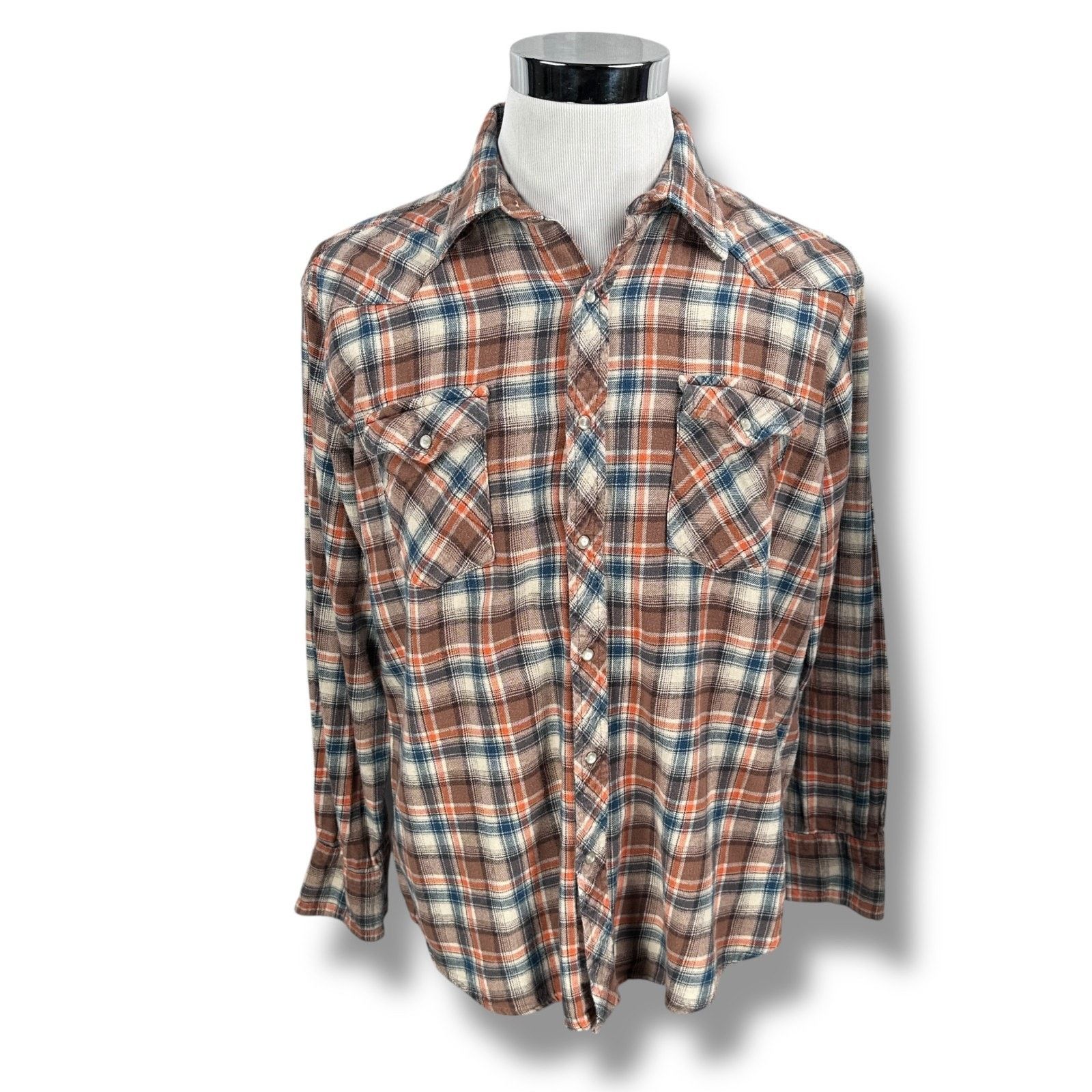 Wrangler Vtg Wrangler Flannel Shirt Men’s M Brown Plaid Pearl Snap Size US M / EU 48-50 / 2 - 1 Thumbnail