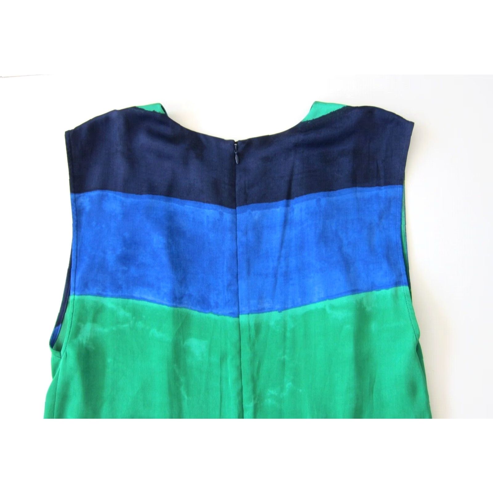 Anne Klein Anne Klein Green Blue Tie Dye Stripe Silky Sleeveless Tunic Sheath Shift Dress 6 Size M / US 6-8 / IT 42-44 - 4 Thumbnail