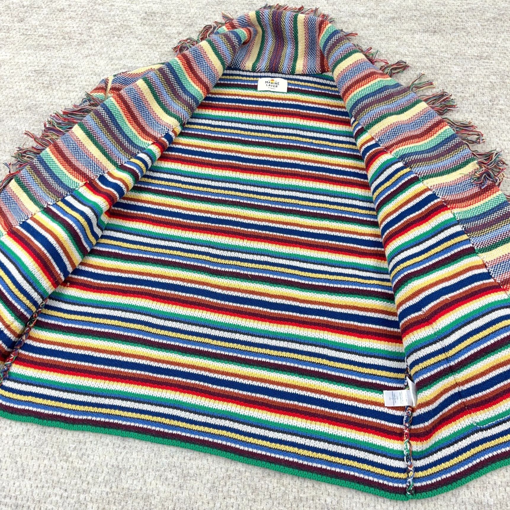 Marine Layer Marine Layer Cardigan Women XS Belted Fringe Alamere Multi Rainbow Boho Size XS / US 0-2 / IT 36-38 - 7 Thumbnail