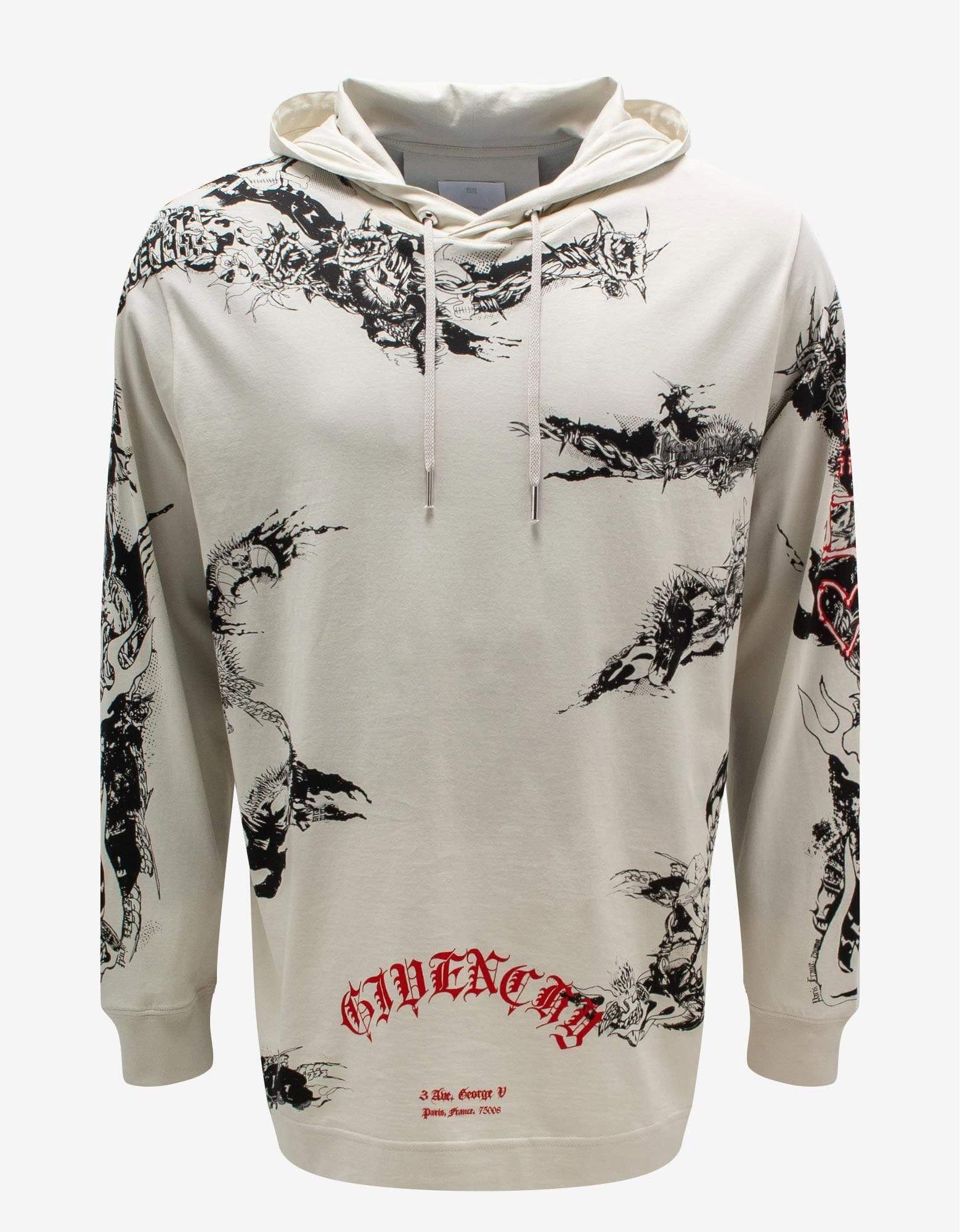 Image of Givenchy Beige Gothic Print Oversized Hoodie, Men's (Size XS)