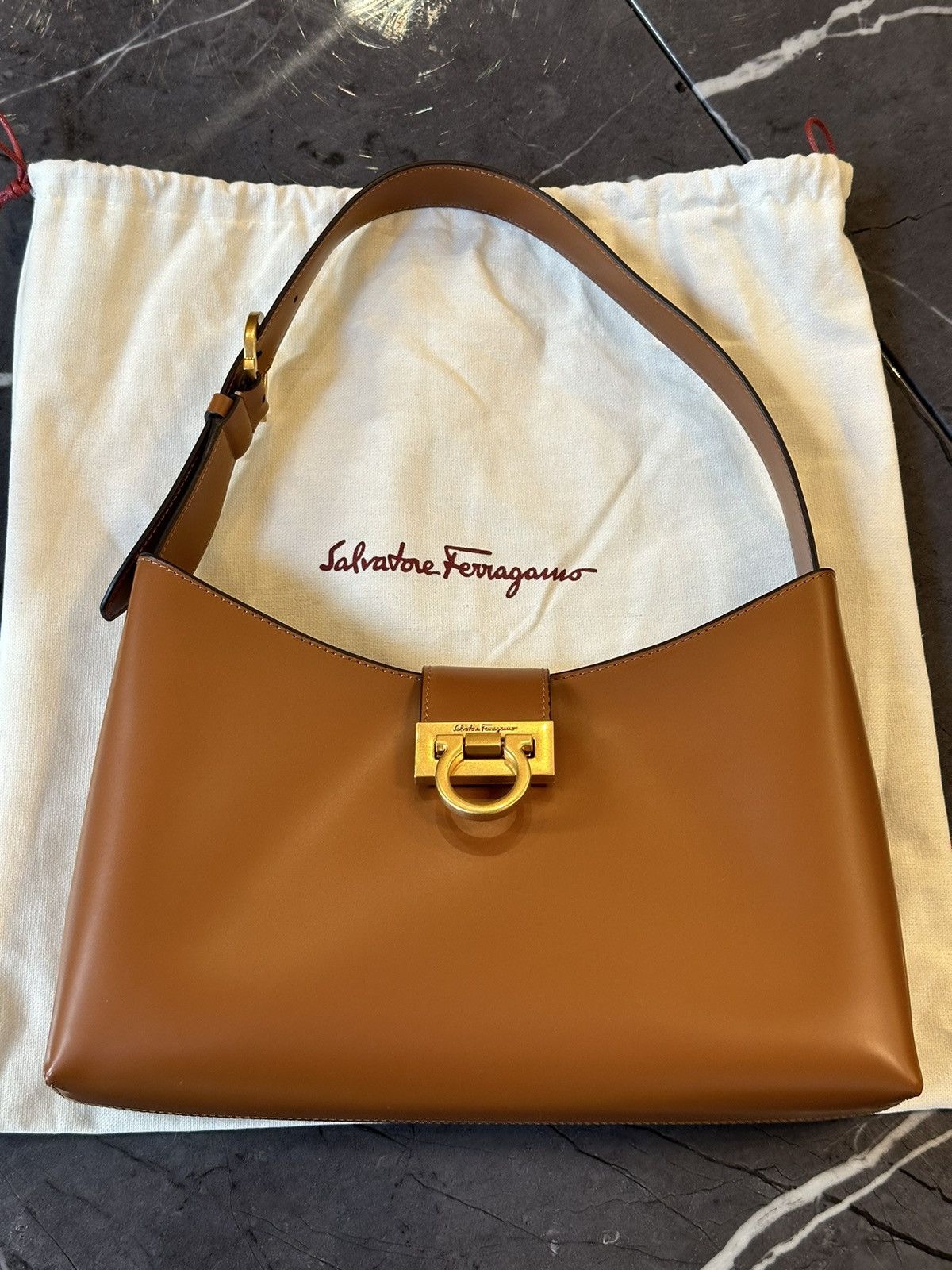 image of Salvatore Ferragamo Trifolio Shoulder Bag in Brown, Women's
