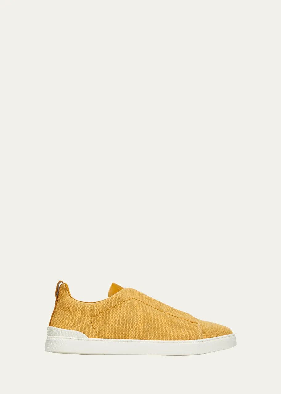 Ermenegildo Zegna o1s1rm1025 RLHTYE Triple Stitch Low-Top Sneakers in Yellow Size US 10 / EU 43 - 1 Thumbnail