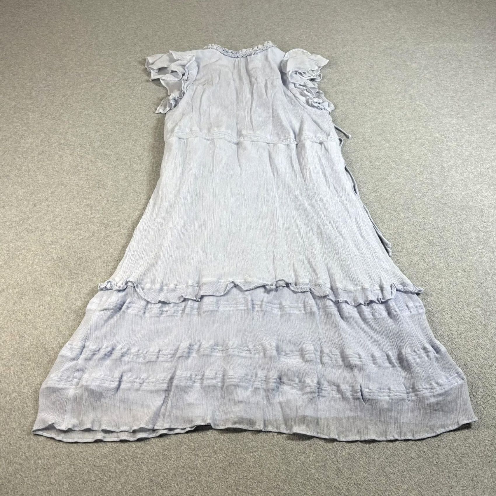 Vintage Dolan Silk Dress Women Small Blue Ruffle Sundress Midi Sheer Coquette Fairy Boho Size S / US 4 / IT 40 - 2 Thumbnail