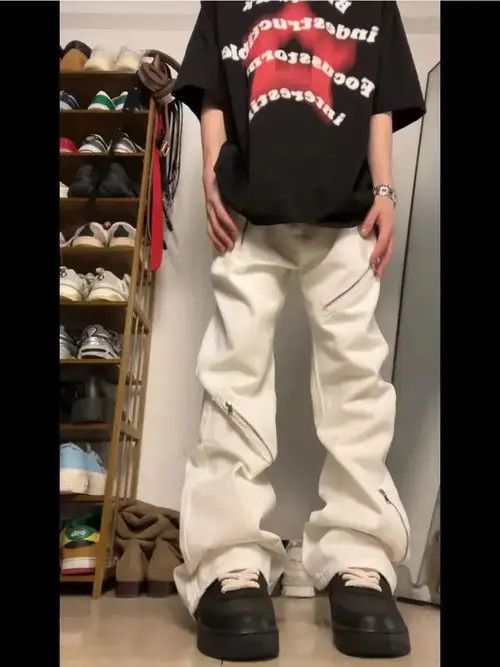 High Sport × Japanese Brand × Jean Street style irregular zipper micro-flared jeans Size US 32 / EU 48 - 1 Thumbnail