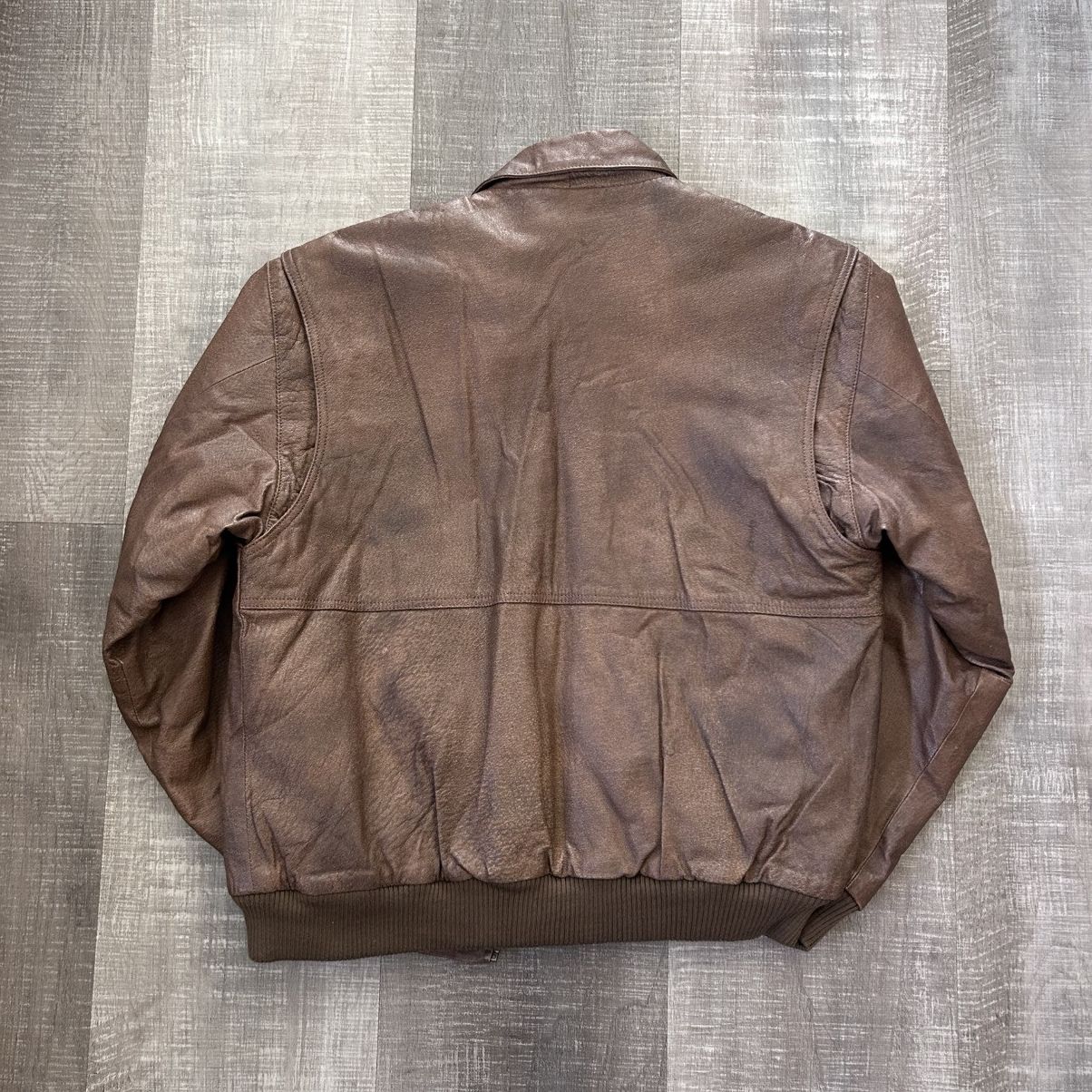 London Fog London Fog Leather Bomber Aviator Jacket Size US L / EU 52-54 / 3 - 8 Thumbnail