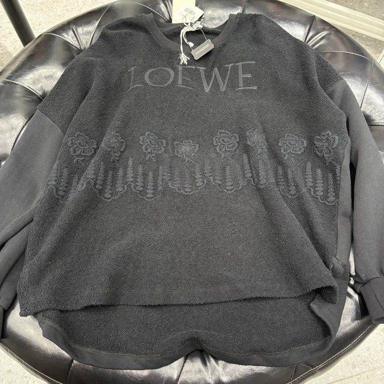 Loewe LOEWE Black embroidered round neck hoodie Size M / US 6-8 / IT 42-44 - 1 Thumbnail