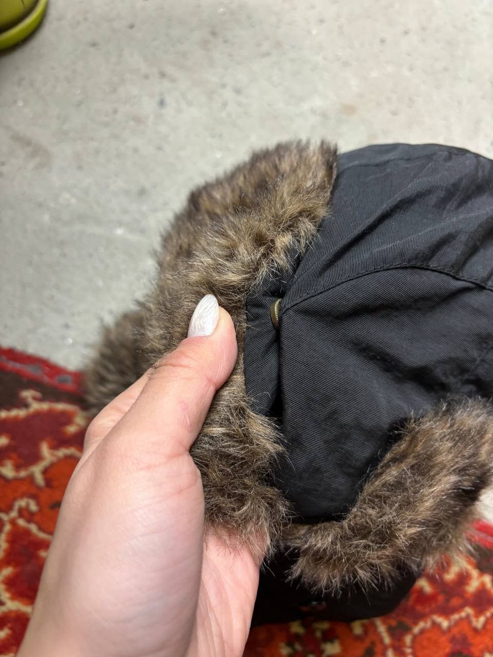 Hysteric Glamour × Vintage Vintage Y2K Japanese brand Ushanka nylon opium black fur Size ONE SIZE - 2 Thumbnail
