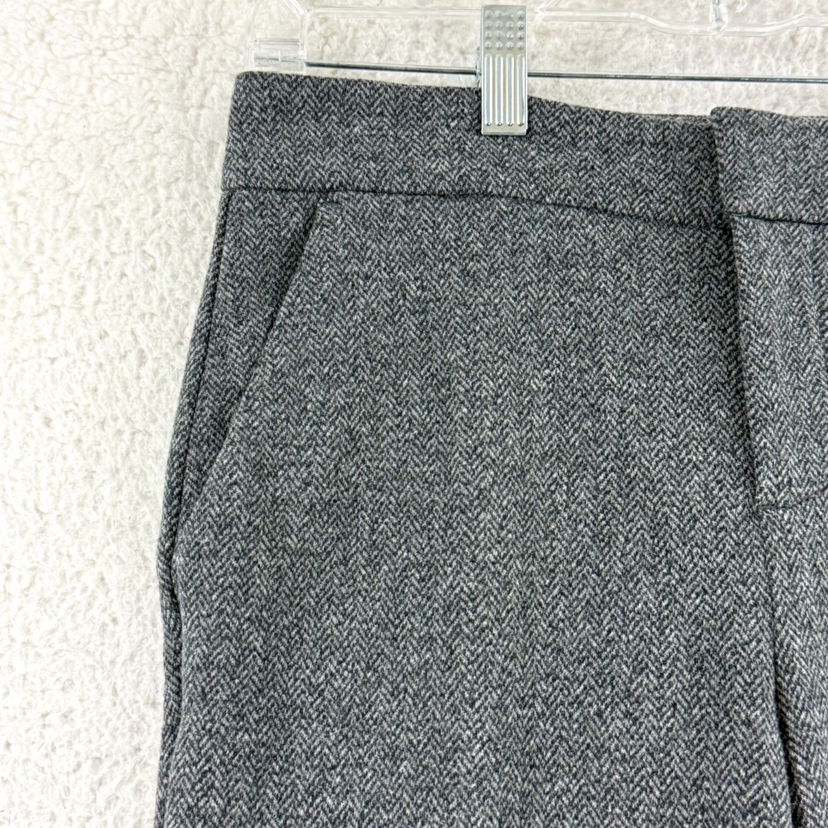 Vintage Ecru Gray Herringbone Dress Pants Womens Size 2 Slim Cuffed Mid-Rise Trousers Pants Front Flat Front Casual Business Workwear Size 26" / US 2 / IT 38 - 4 Thumbnail