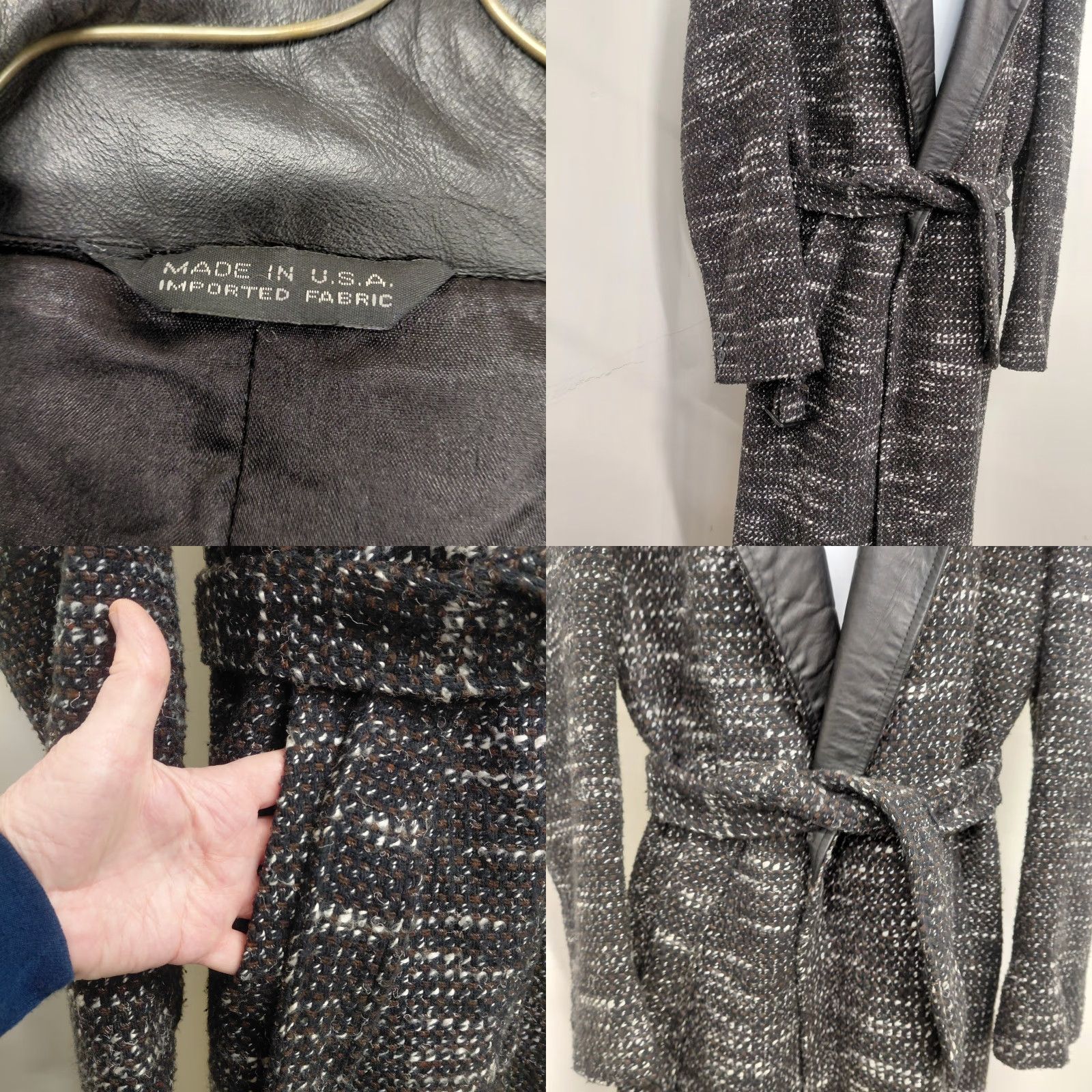 Ben Sherman VINTAGE Bermans Coat Women's Size Small Black Long Winter Trench Leather Collar Size S / US 4 / IT 40 - 8 Thumbnail