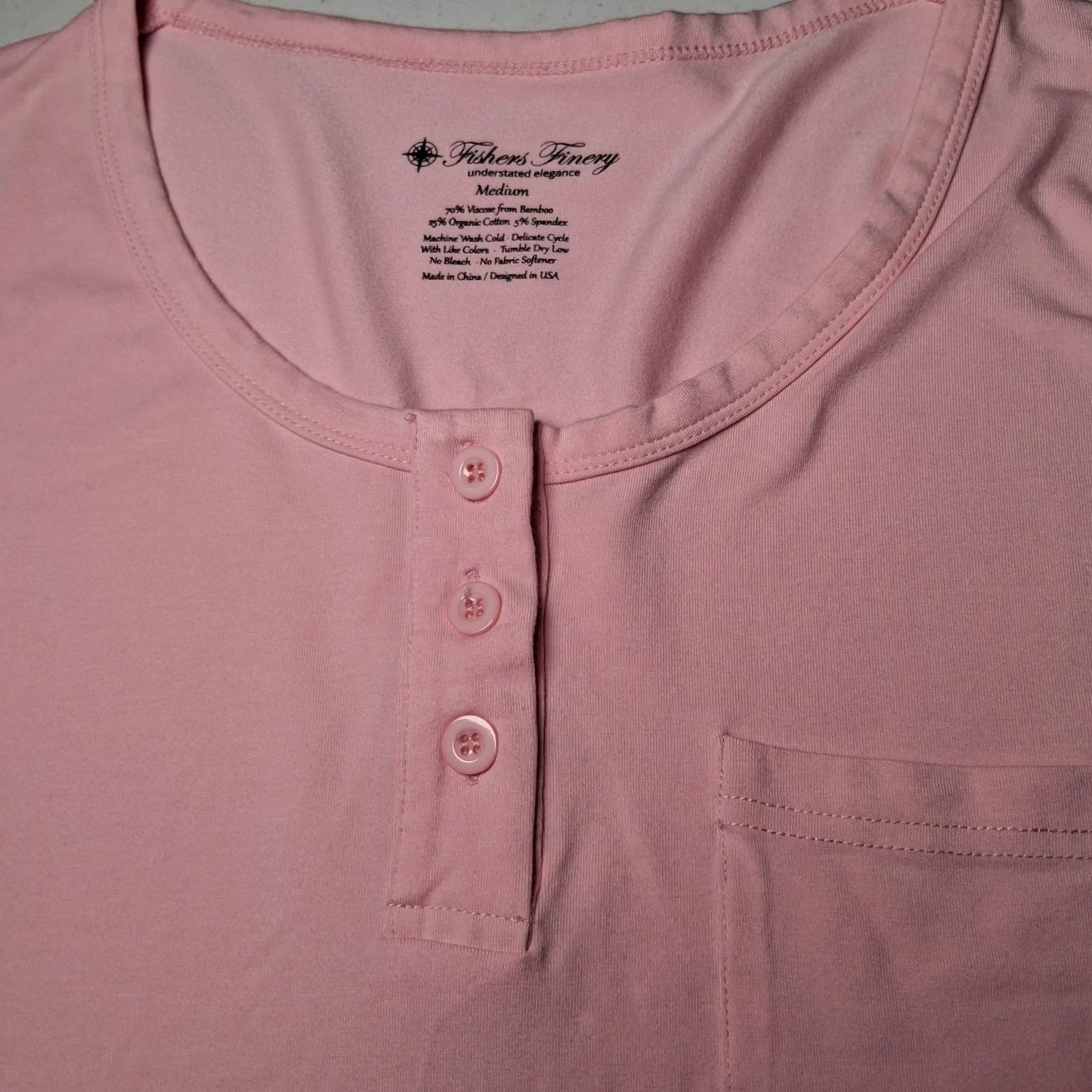 Vintage Fishers Finery Nightgown M Pink Long Sleeve Henley Organic Cotton Bamboo Cozy Lightweight Lounge Women Medium Pink Nightgown Size M / US 6-8 / IT 42-44 - 7 Thumbnail