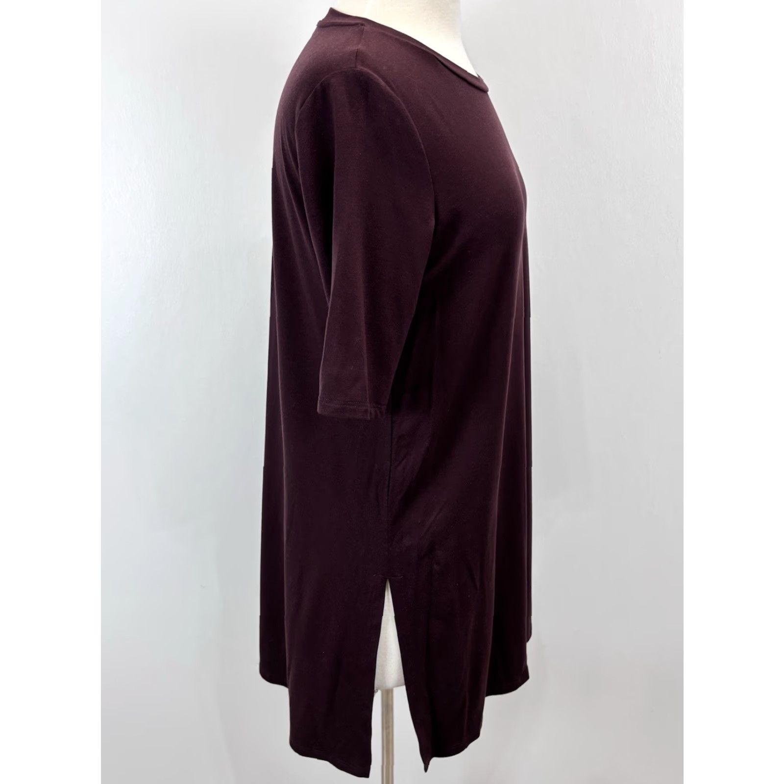 Eileen Fisher EILEEN FISHER Tencel Tunic T-Shirt Small Burgundy Casual Womens Size S / US 4 / IT 40 - 4 Thumbnail