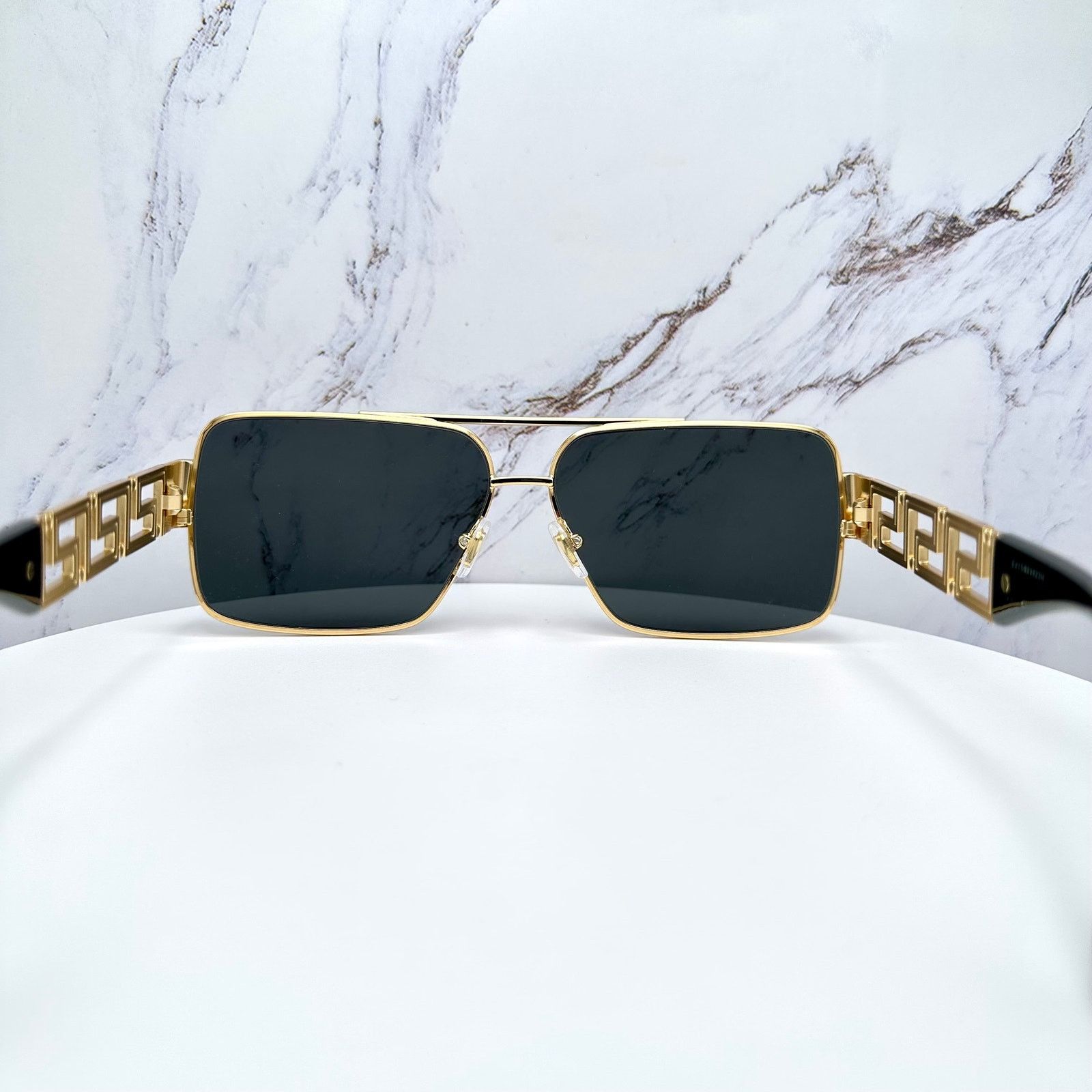 Versace New VERSACE Sunglasses Gold Metal Greca Logo Rectangle Size ONE SIZE - 14 Thumbnail