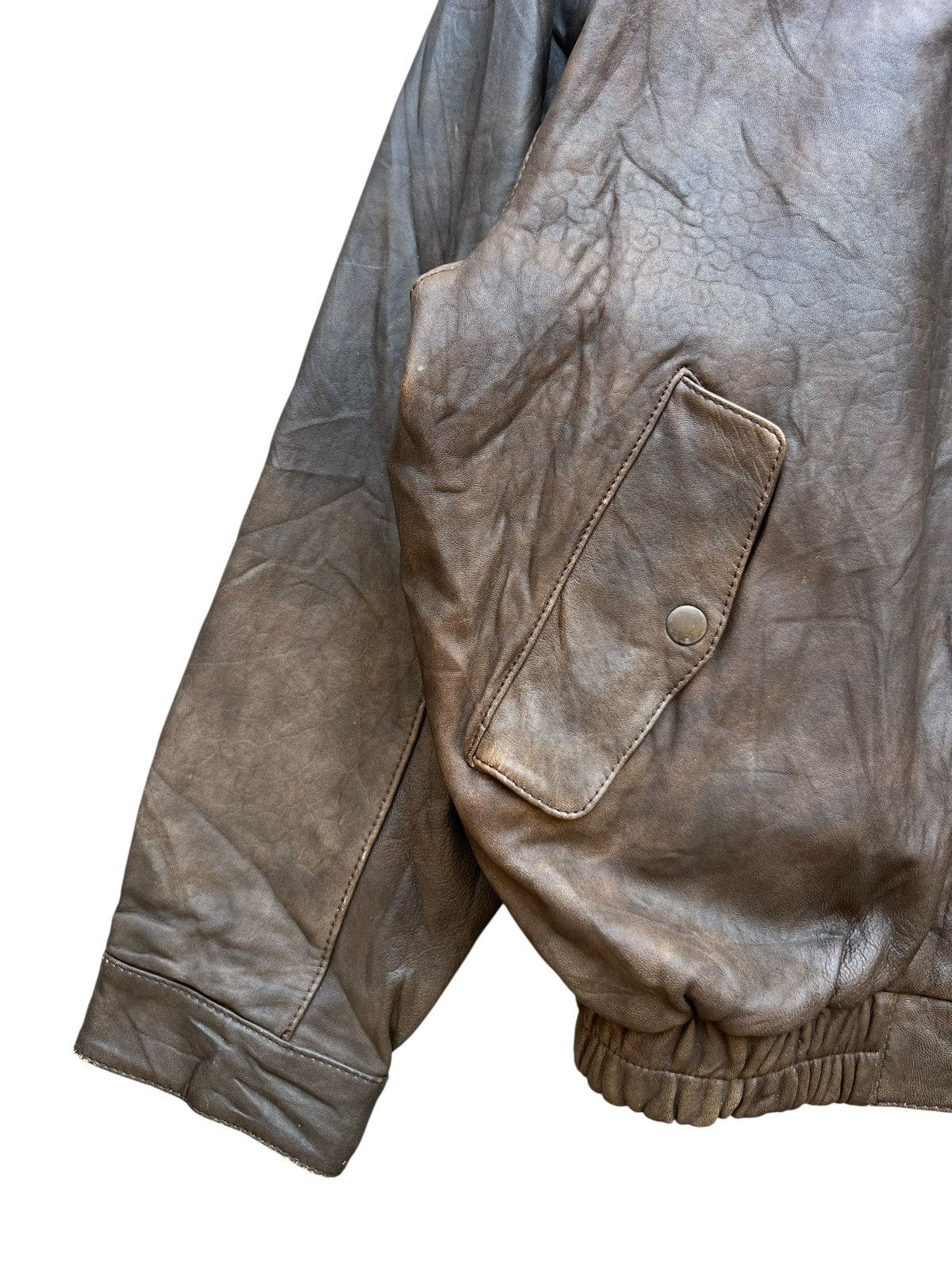 Vintage Vintage 90s Dog Fight Brown Bomber Leather Jacket Size US L / EU 52-54 / 3 - 6 Thumbnail