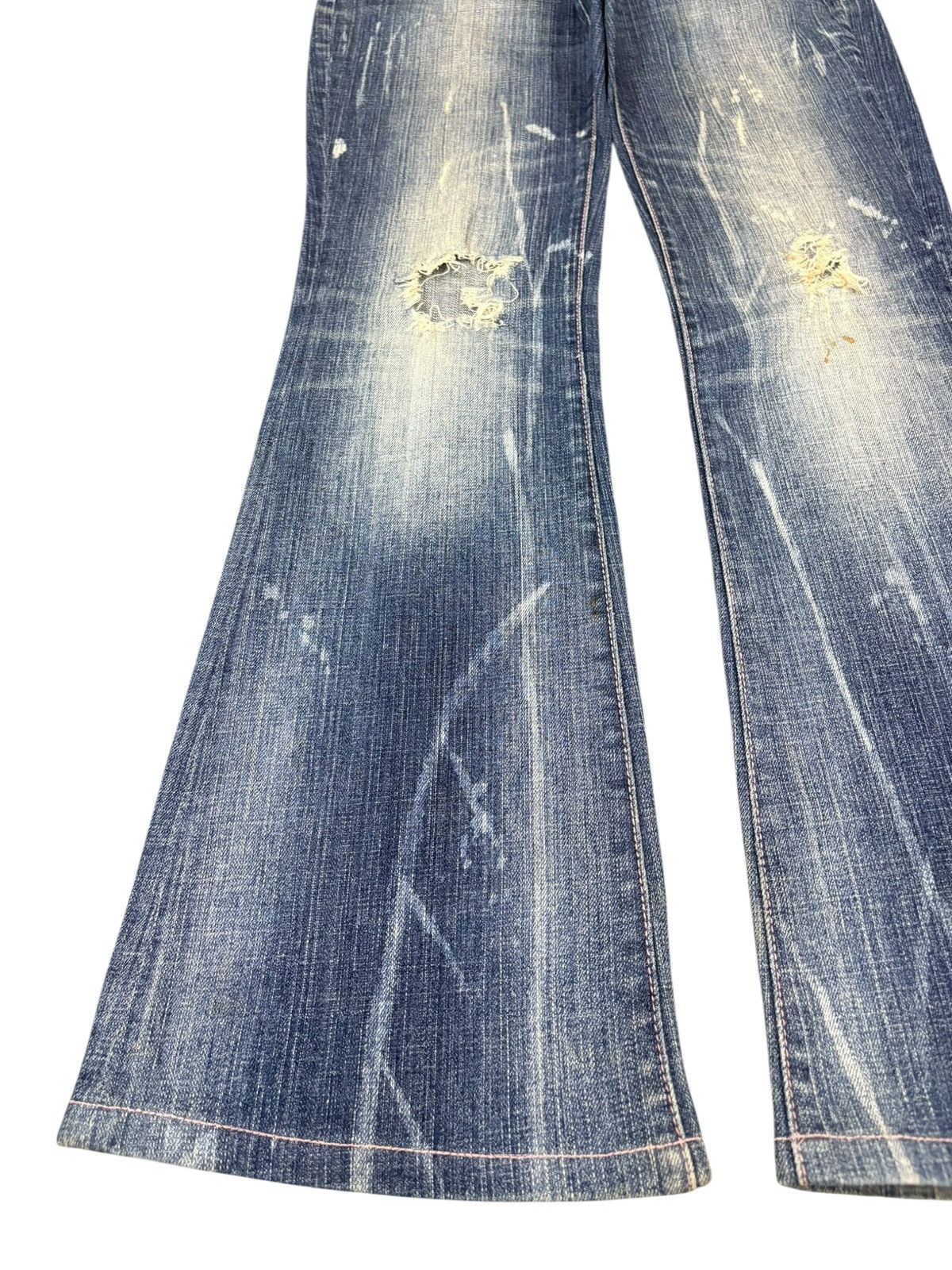 Hysteric Glamour Vintage Japanese Brand Mud Wash Distress Flare Jeans Size 28" / US 6 / IT 42 - 5 Thumbnail