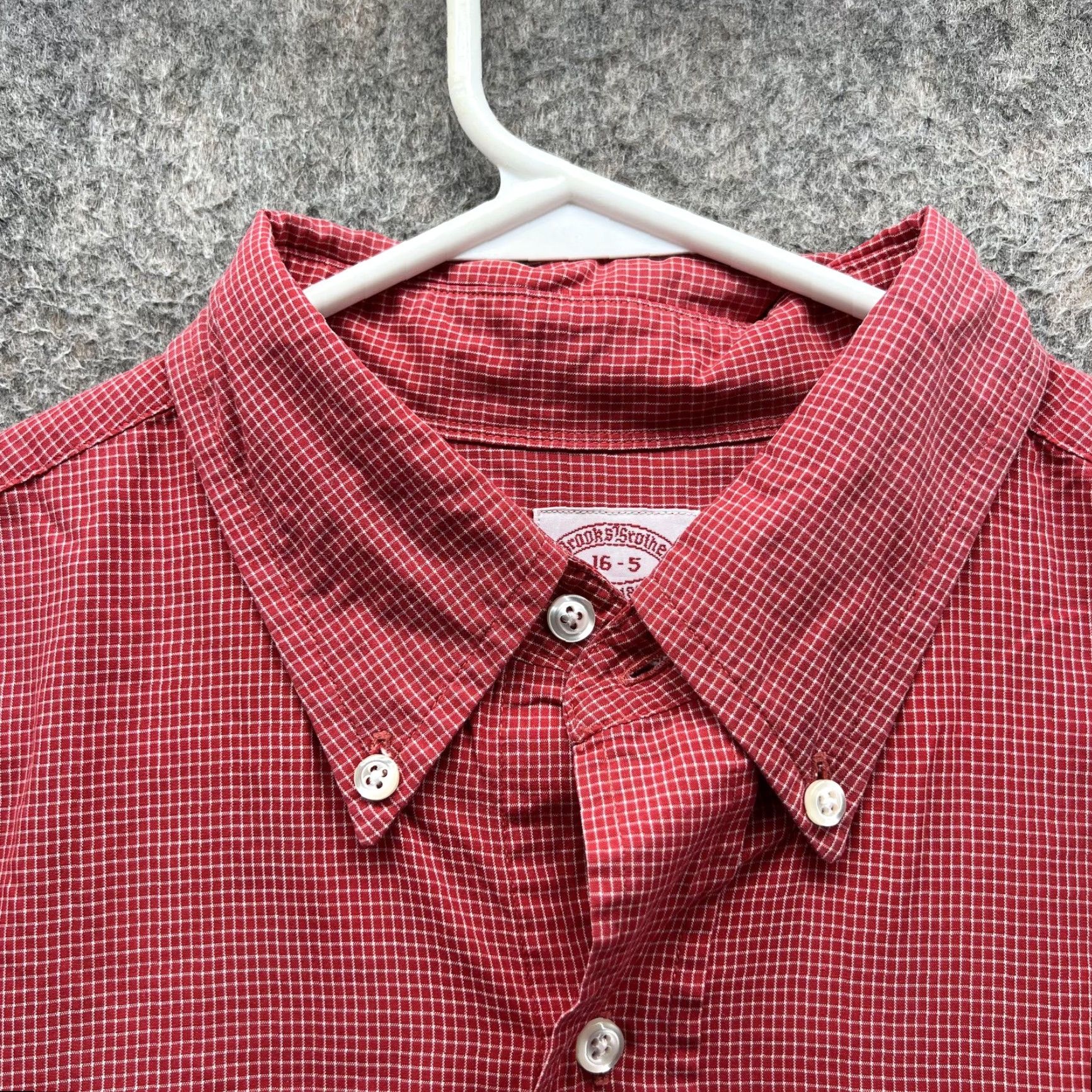 Brooks Brothers Brooks Brothers Shirt Mens 16.5 Red Check Button-Down Oxford Dress Plaid Shirt Casual Mens Red Check Knit Collar Shirt Size 46R - 3 Thumbnail