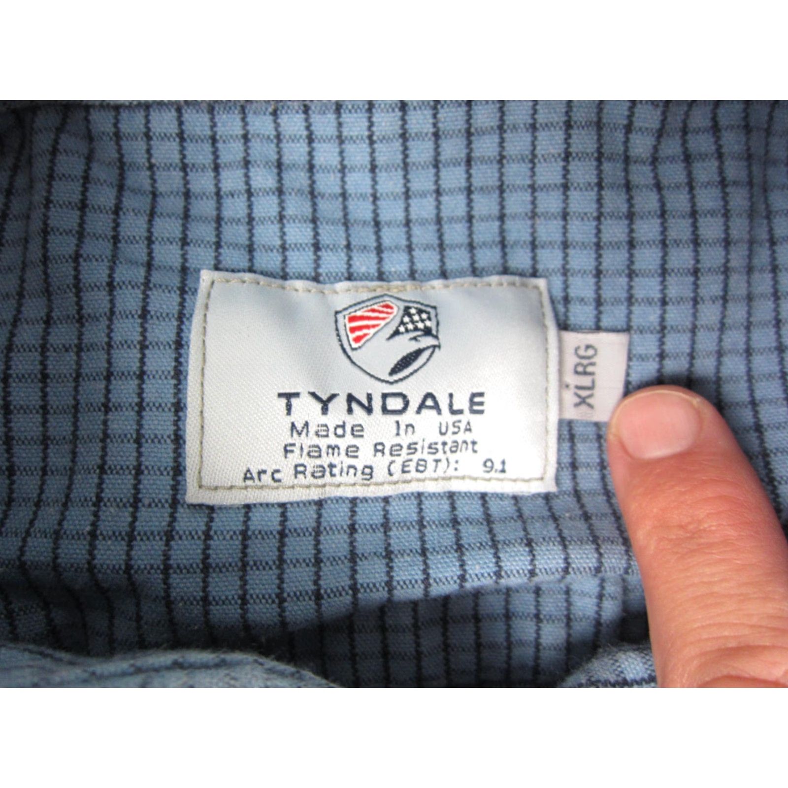 Vintage Tyndale Shirt Mens XL Blue Check Gingham Button-Up 90s USA Cotton Modacrylic Made in USA Size US XL / EU 56 / 4 - 5 Thumbnail
