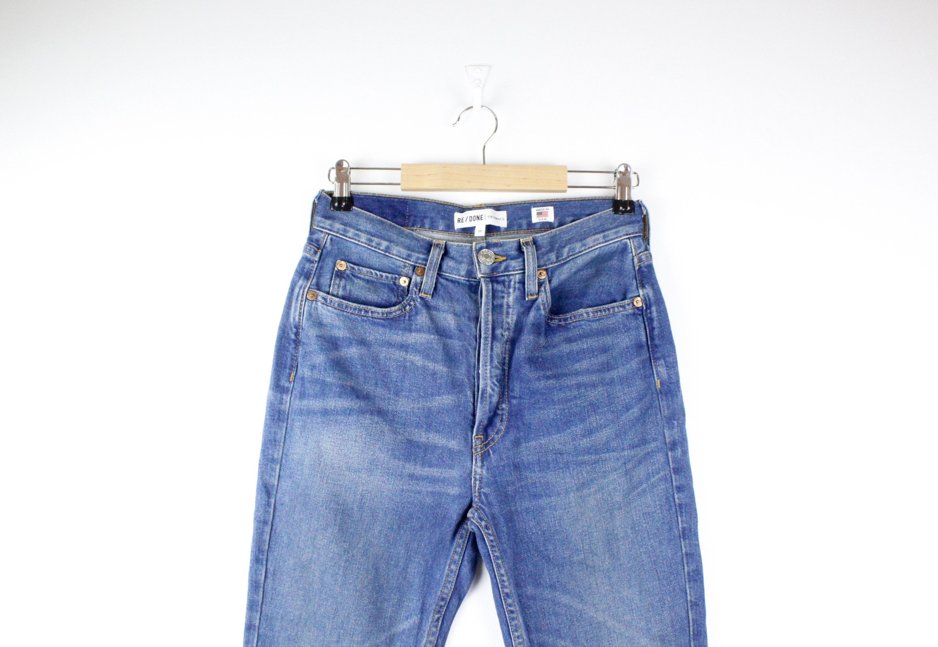 Jean × RE/DONE Womens Re/Done Blue Washed High Waisted Skinny Denim Jeans Size 27" / US 4 / IT 40 - 2 Thumbnail