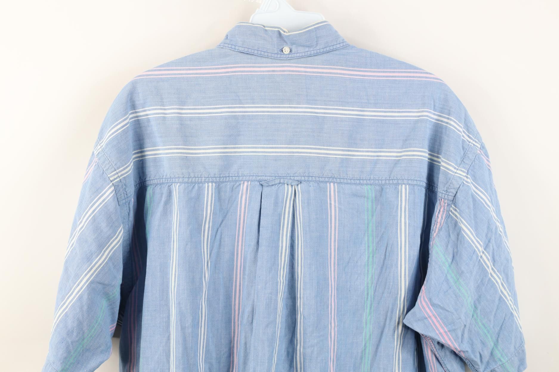 Vintage Vintage 90s Streetwear Chambray Short Sleeve Button Shirt Size US L / EU 52-54 / 3 - 14 Thumbnail