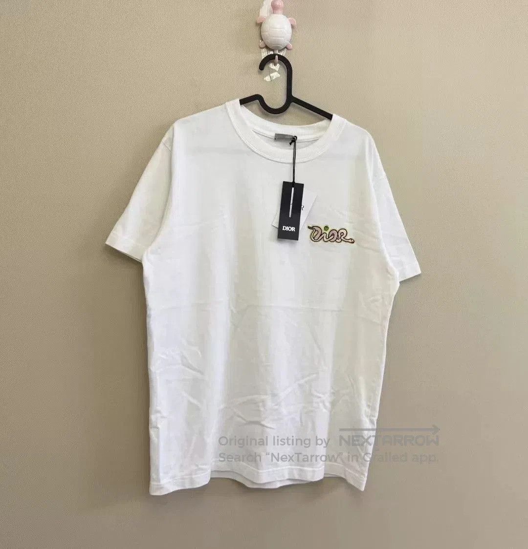 Dior DIOR White Embroidered Snake Logo Short Sleeve. Size US S / EU 44-46 / 1 - 1 Thumbnail