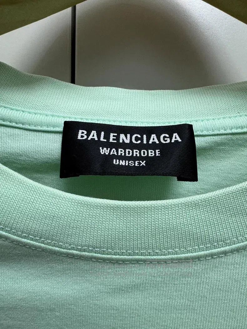 Balenciaga Balenciaga Mint Green Front and Back Embroidered Short Sle Size US S / EU 44-46 / 1 - 3 Thumbnail